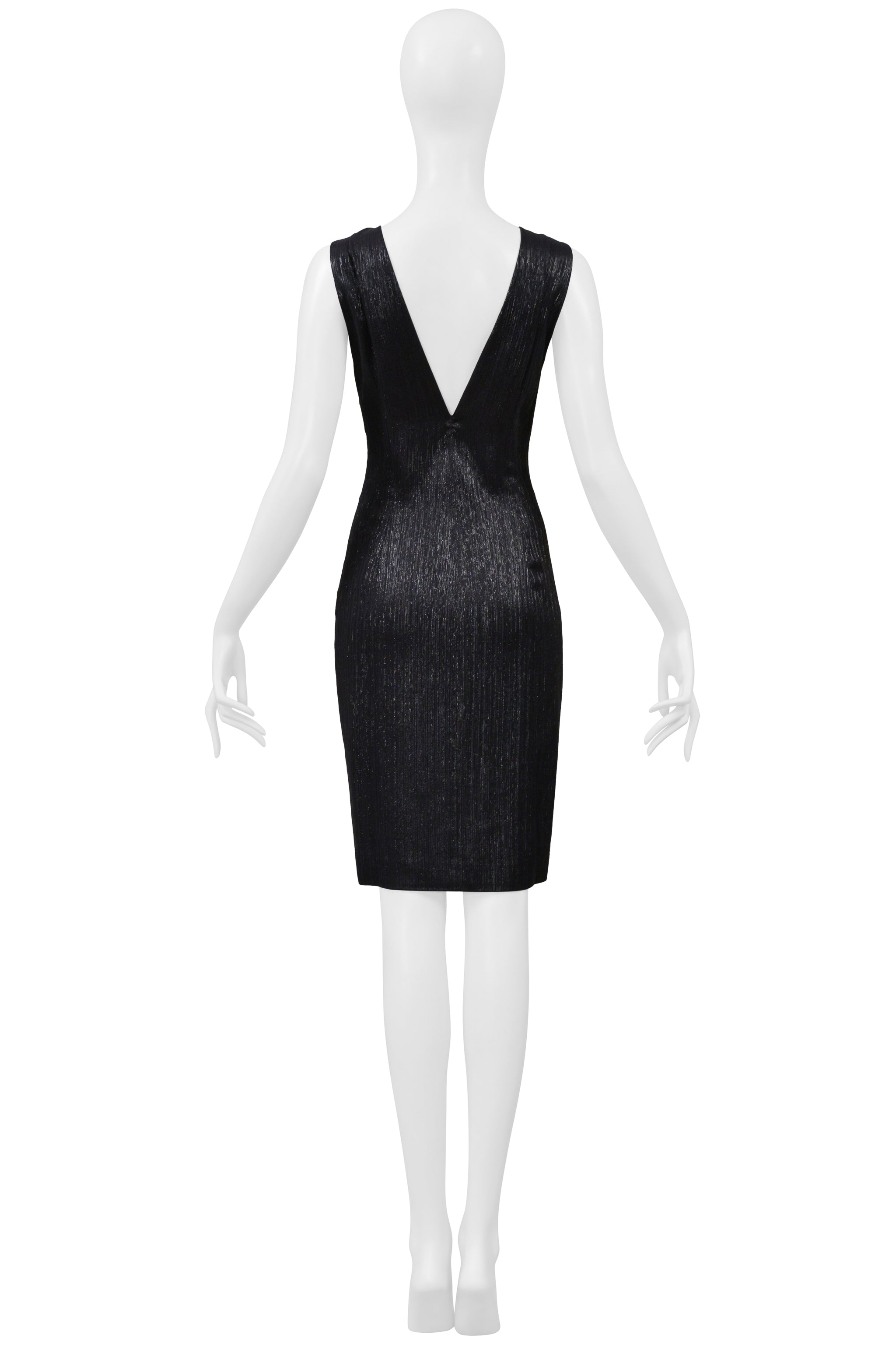 VERSACE BLACK METALLIC DRESS WITH HARDWARE 2001