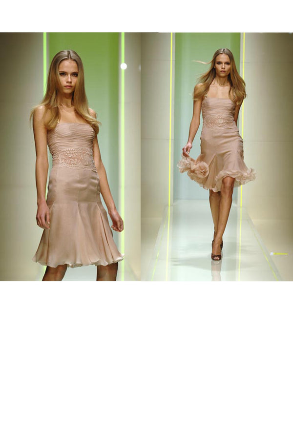 VERSACE PINK SILK AND LACE DRESS WITH GOLD HARDWARE 2005 FW