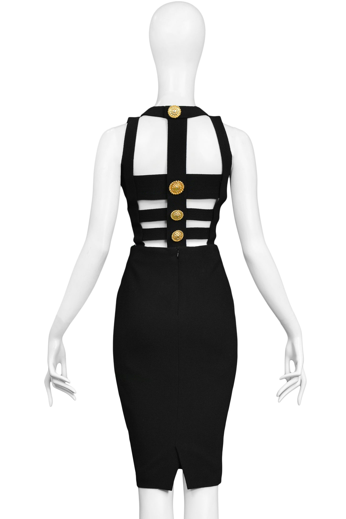 GIANNI VERSACE MULTI-STRAP GOLD MEDALLION BONDAGE DRESS 1992