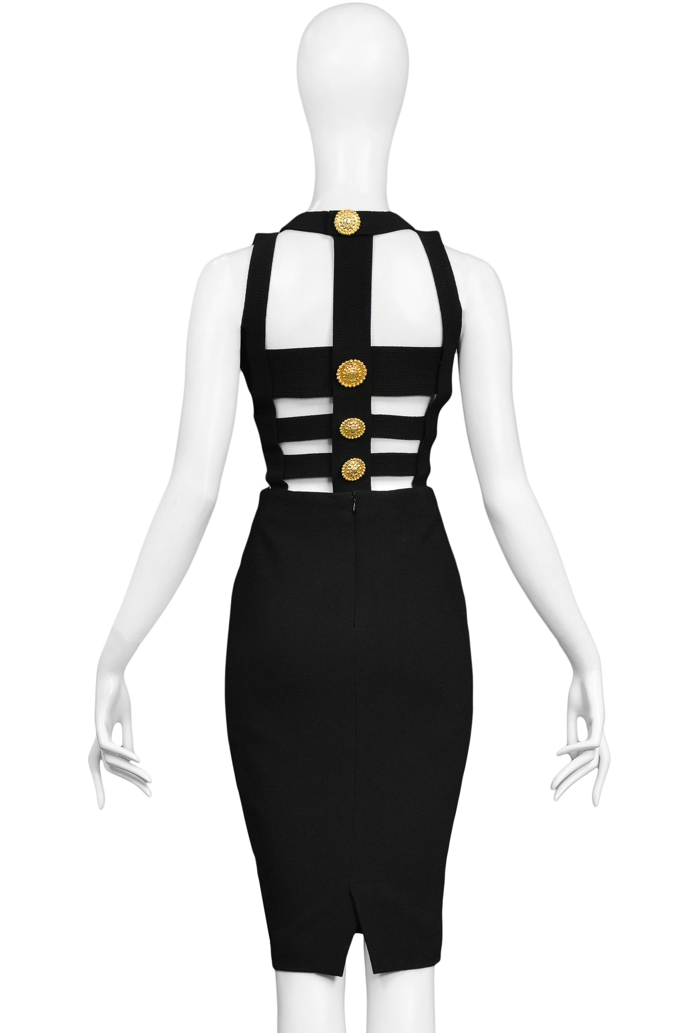 エレガントな品格◇チェーンベルト Dress◇VERSACE VERSACE BLACK BONDAGE DRESS W GOLD HARDWARE 1992
