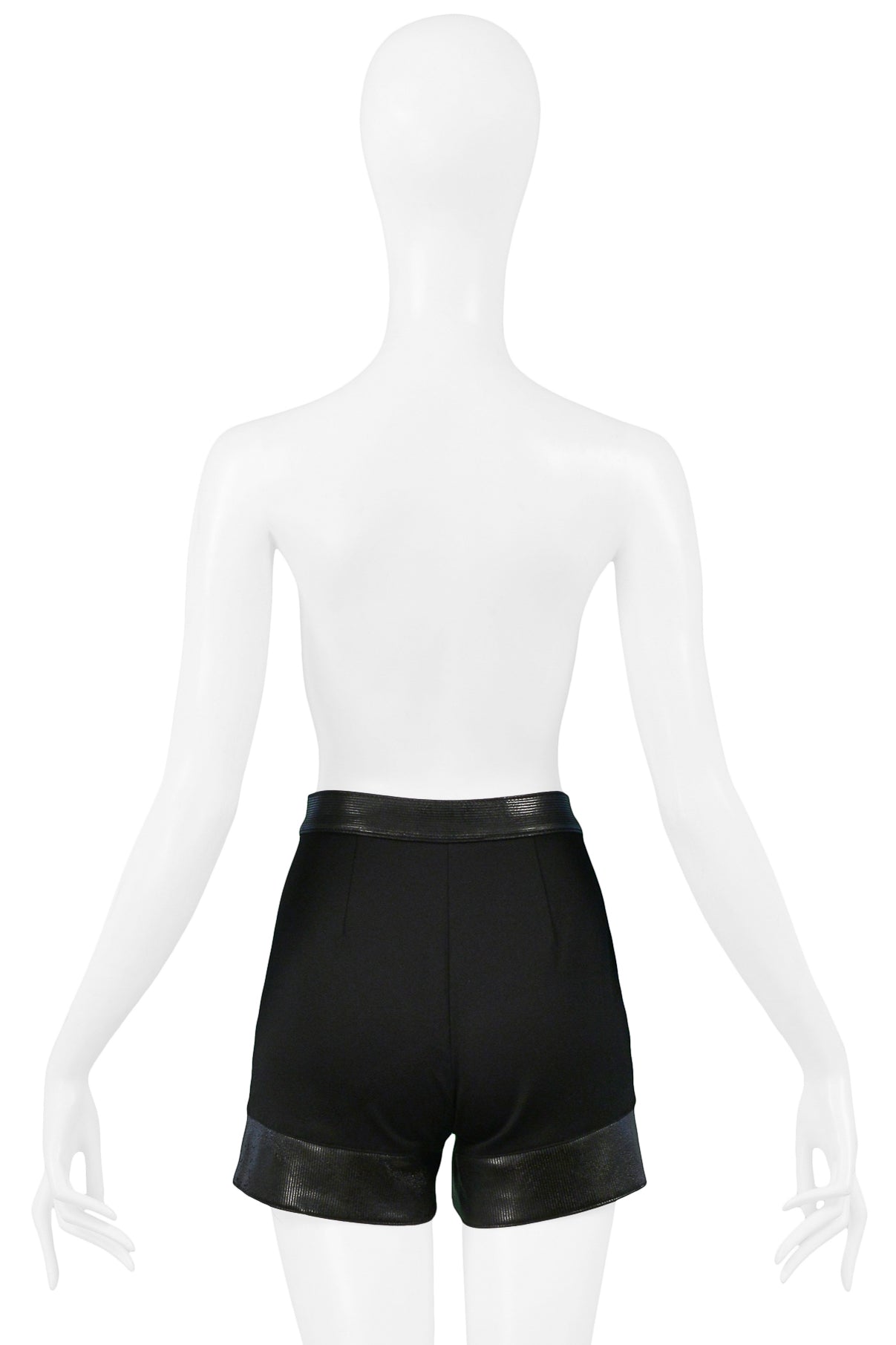 VERSACE COUTURE BLACK SHORTS WITH VINYL TRIM