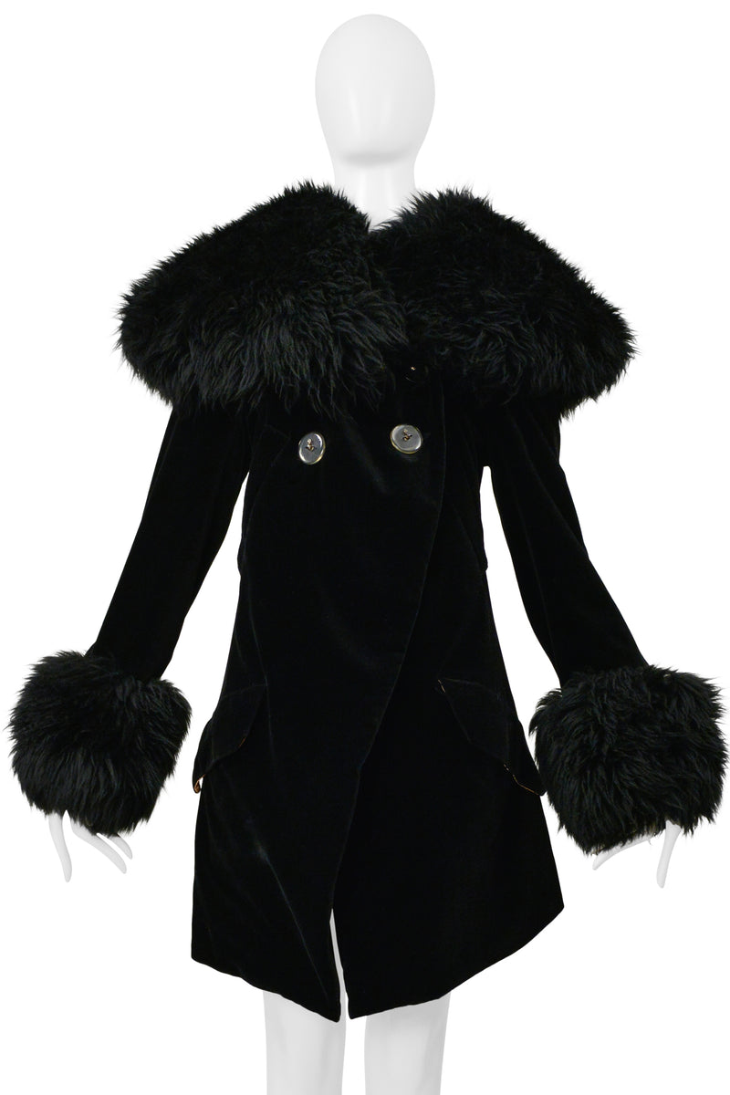 VIVIENNE WESTWOOD ICONIC RED LABEL BLACK VELVET AND FUR POODLE COAT 1990S