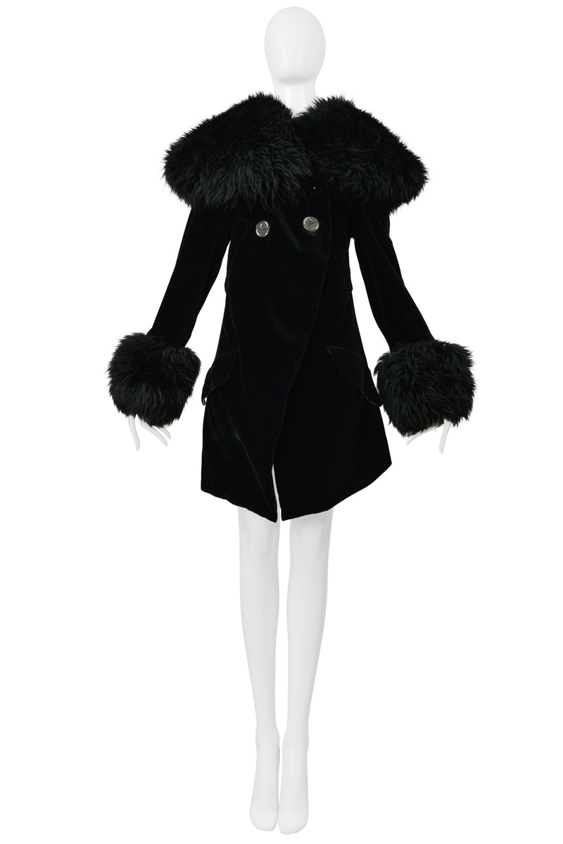 VIVIENNE WESTWOOD ICONIC RED LABEL BLACK VELVET AND FUR POODLE COAT 1990S