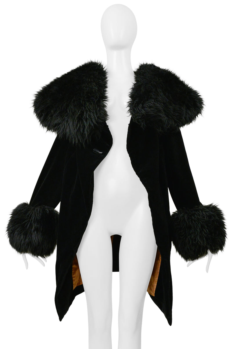 VIVIENNE WESTWOOD ICONIC RED LABEL BLACK VELVET AND FUR POODLE COAT 1990S
