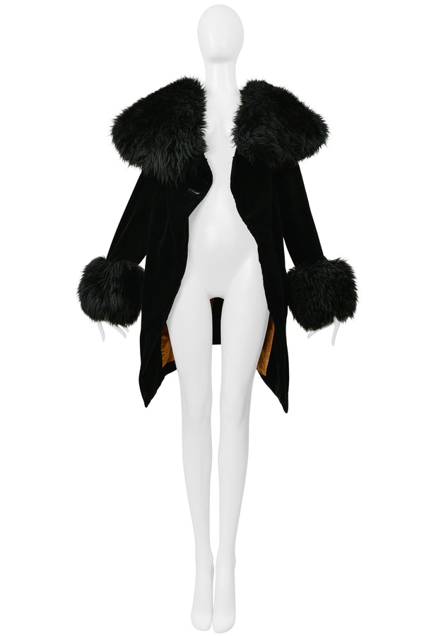 VIVIENNE WESTWOOD ICONIC RED LABEL BLACK VELVET AND FUR POODLE COAT 1990S