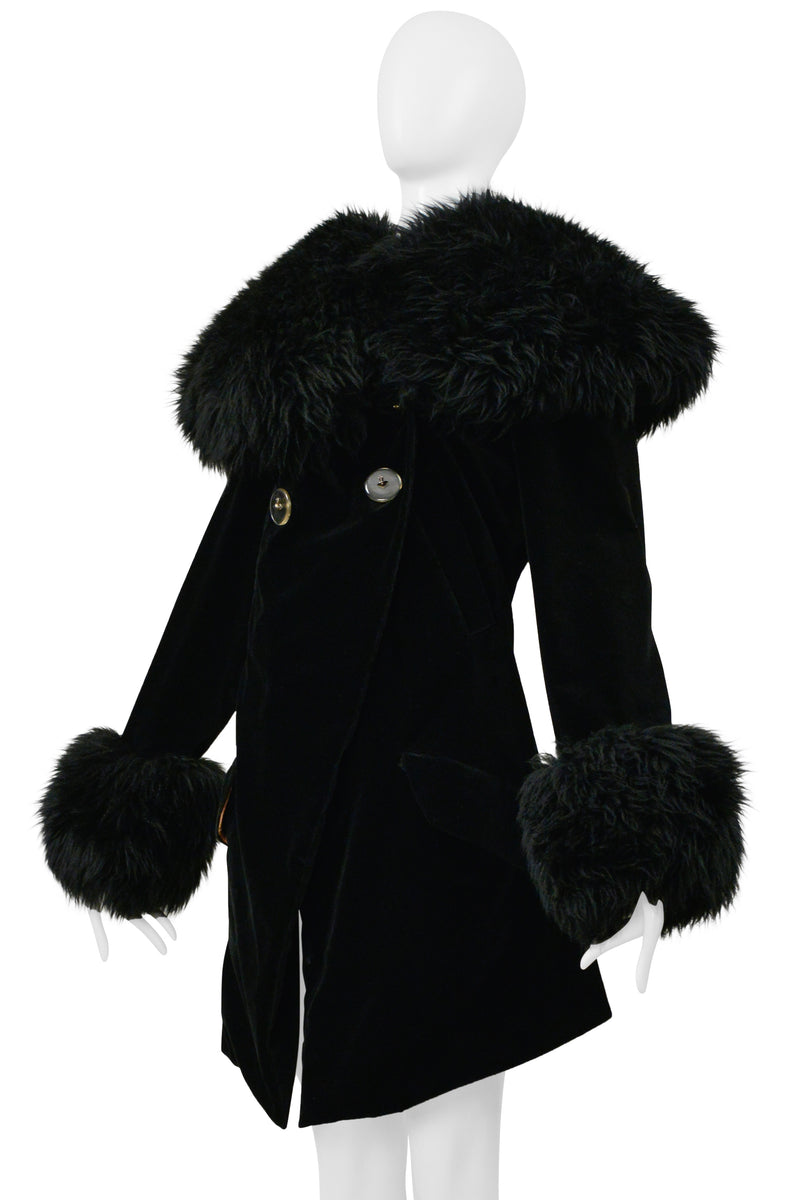 VIVIENNE WESTWOOD ICONIC RED LABEL BLACK VELVET AND FUR POODLE COAT 1990S