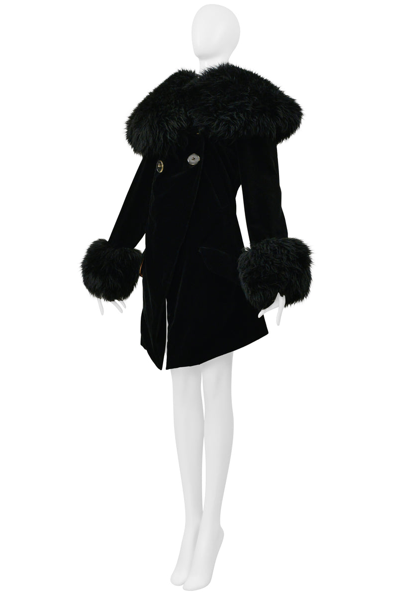 VIVIENNE WESTWOOD ICONIC RED LABEL BLACK VELVET AND FUR POODLE COAT 1990S