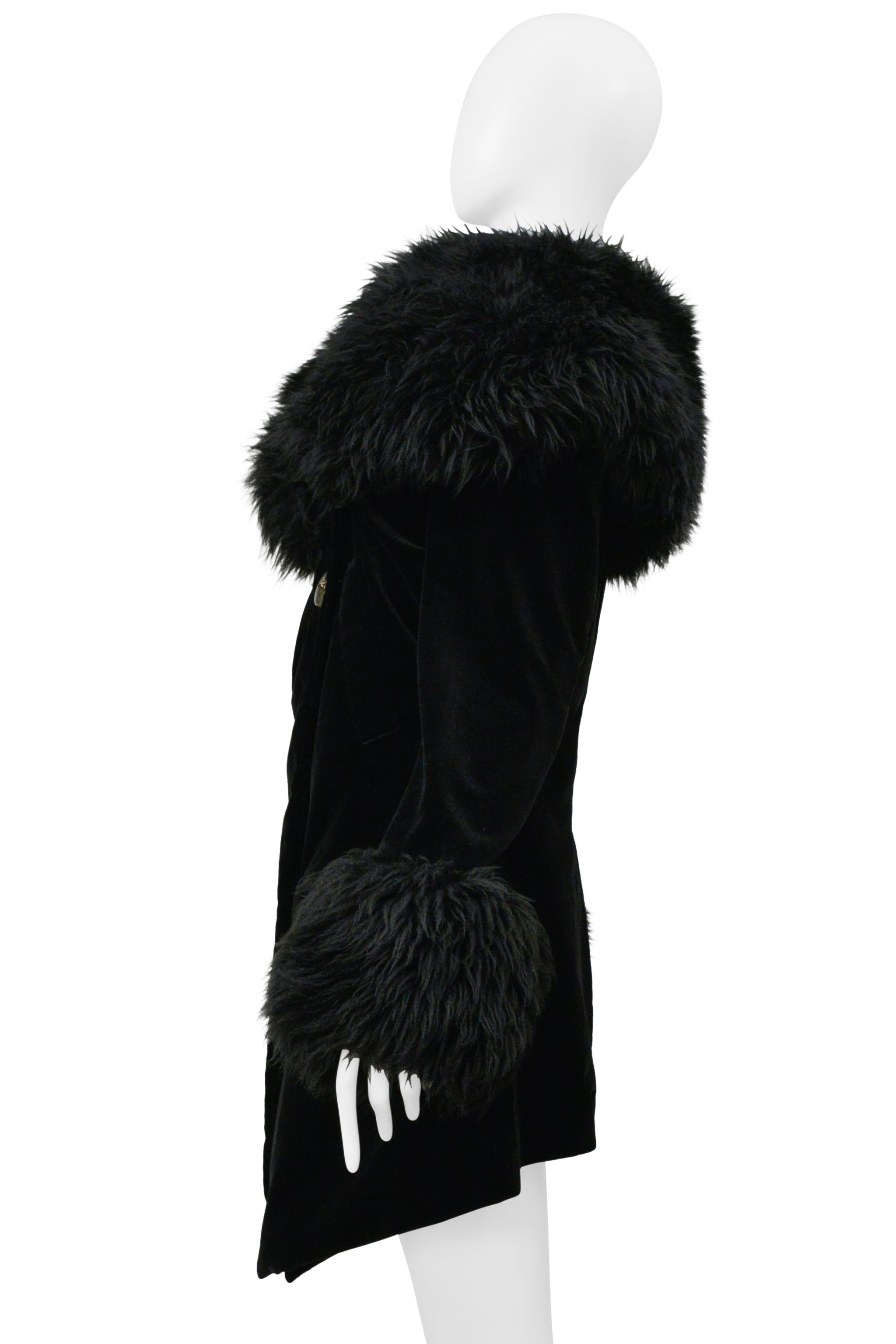 VIVIENNE WESTWOOD ICONIC RED LABEL BLACK VELVET AND FUR POODLE COAT 1990S