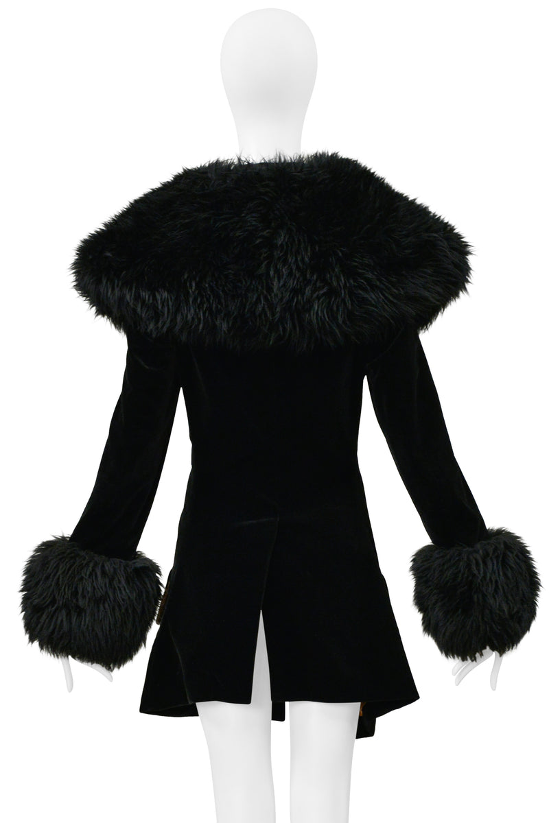 VIVIENNE WESTWOOD ICONIC RED LABEL BLACK VELVET AND FUR POODLE COAT 1990S