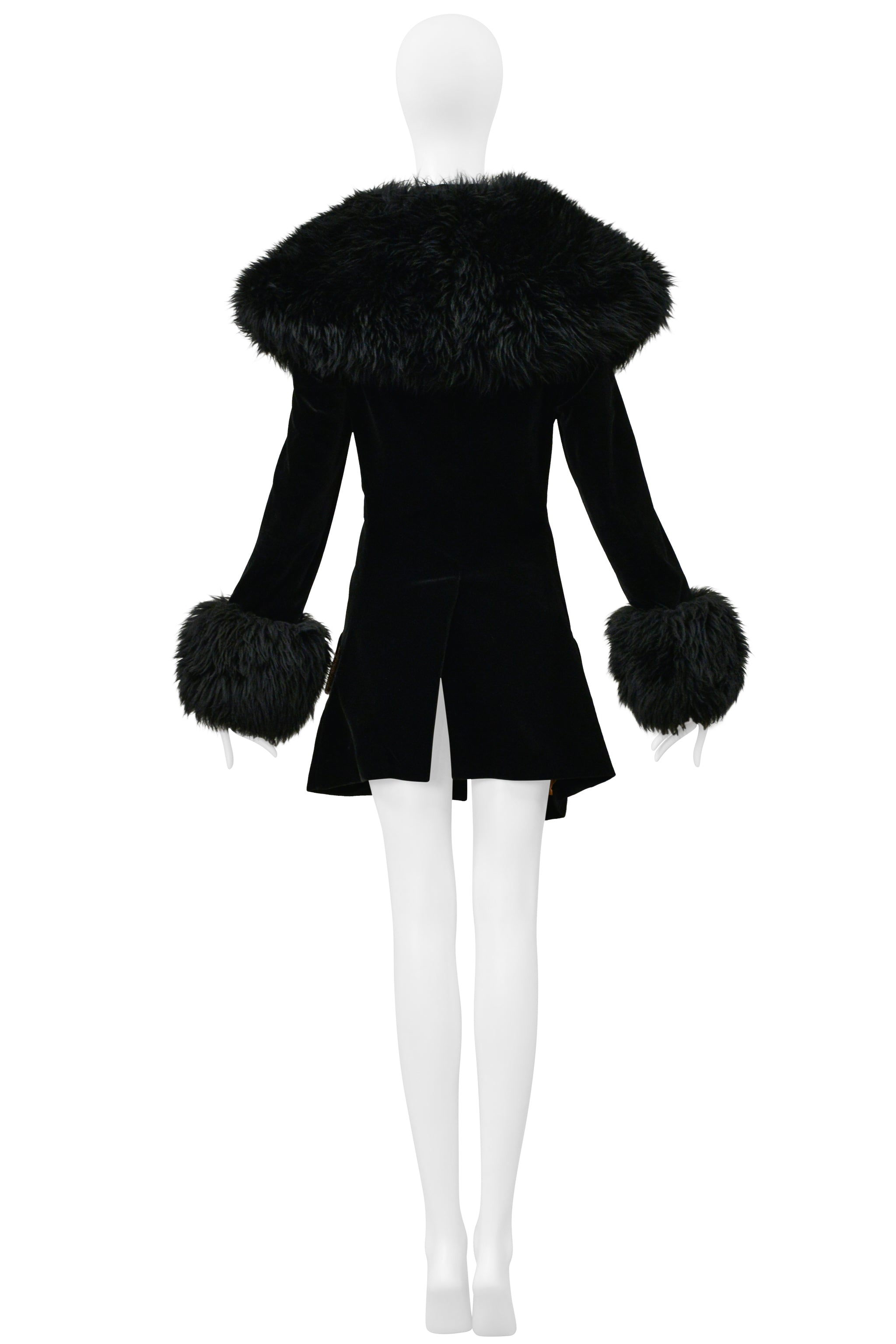 VIVIENNE WESTWOOD ICONIC RED LABEL BLACK VELVET AND FUR POODLE COAT 1990S