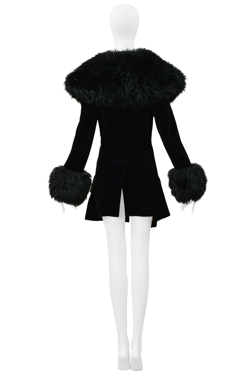 VIVIENNE WESTWOOD ICONIC RED LABEL BLACK VELVET AND FUR POODLE COAT 1990S