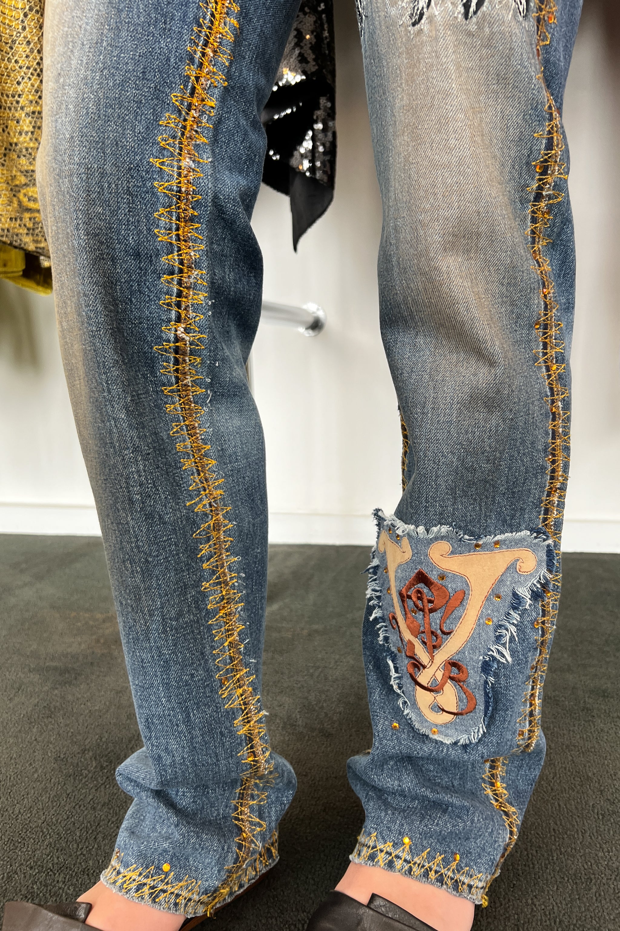 VOYAGE DENIM TIGER JEANS WITH RHINESTONES