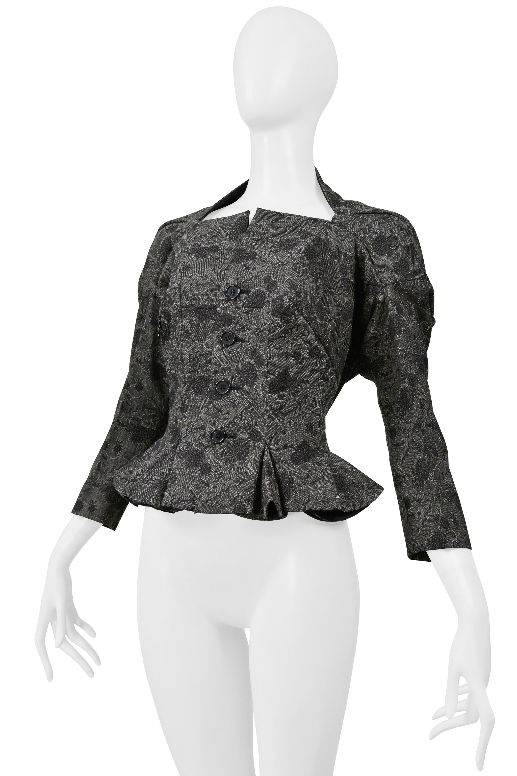 JUNYA WATANABE GREY FLORAL RUBBER NEOPRENE FANCY TRANSFORMABLE JACKET 1999-2000