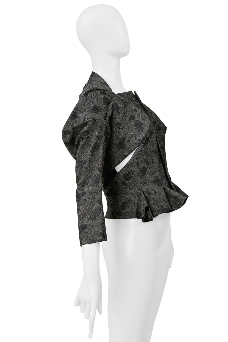 JUNYA WATANABE GREY FLORAL RUBBER NEOPRENE FANCY JACKET 1999-2000
