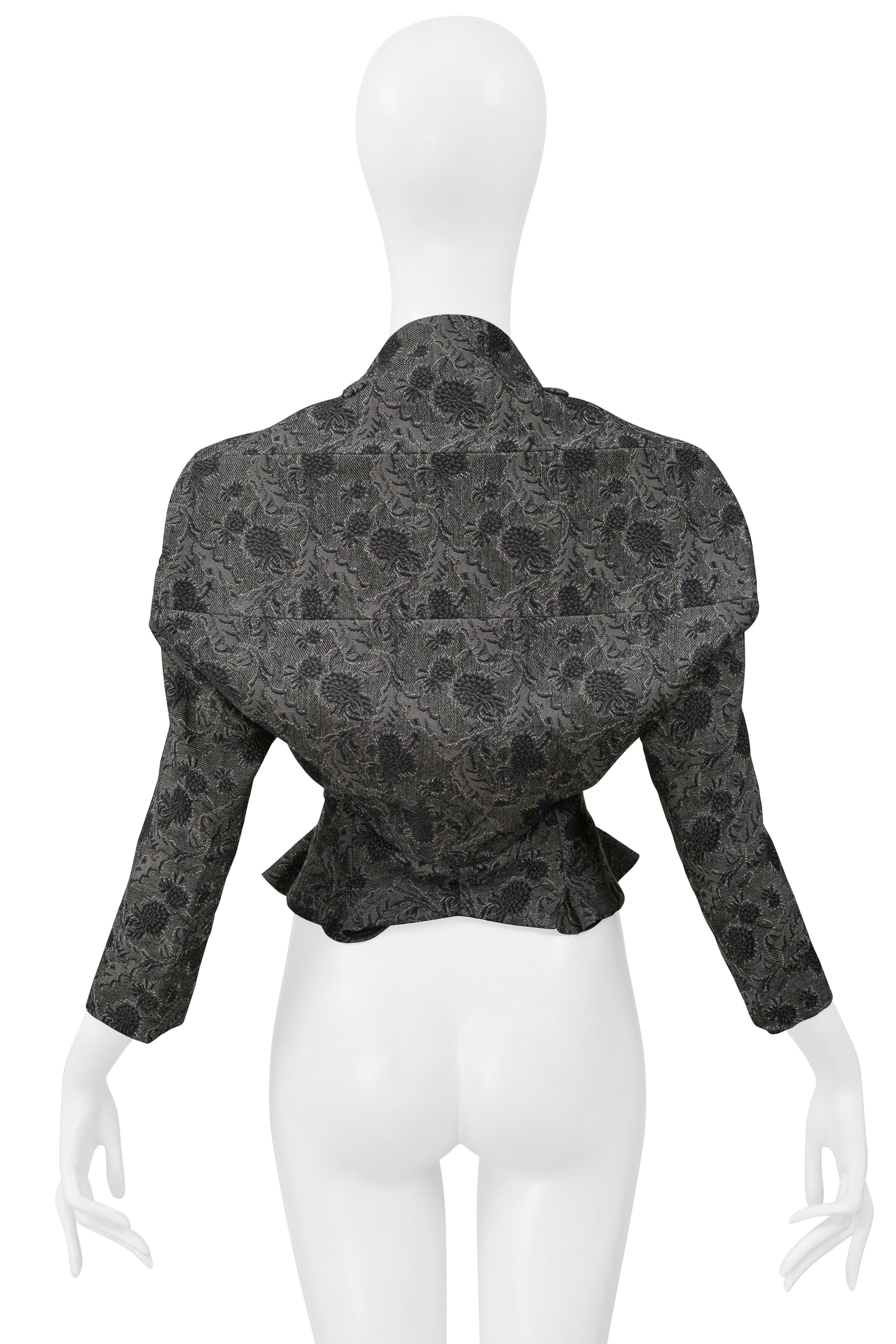 JUNYA WATANABE GREY FLORAL RUBBER NEOPRENE FANCY TRANSFORMABLE JACKET 1999-2000