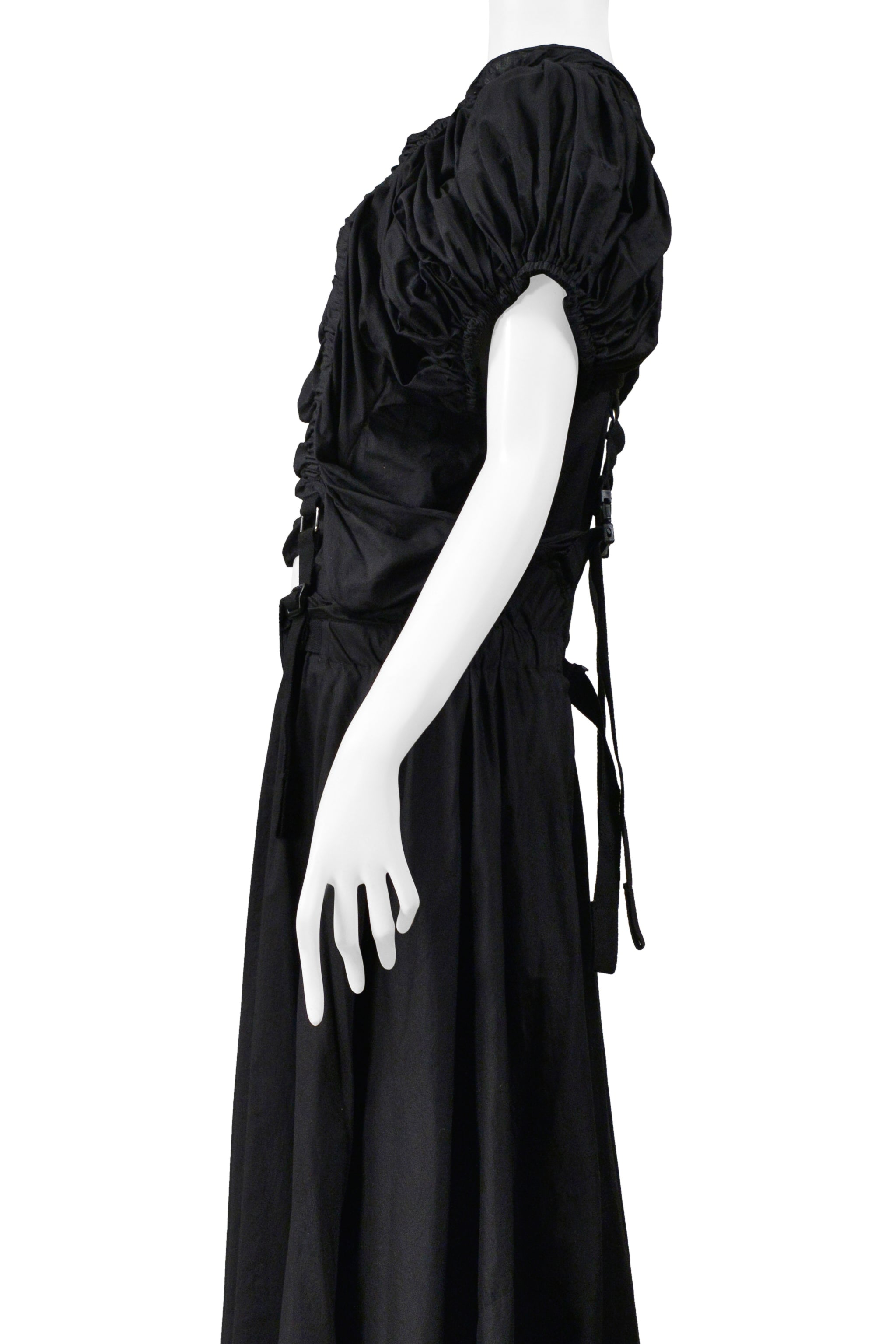 JUNYA WATANABE BLACK COTTON PARACHUTE DRESS WITH CUTOUT 2003