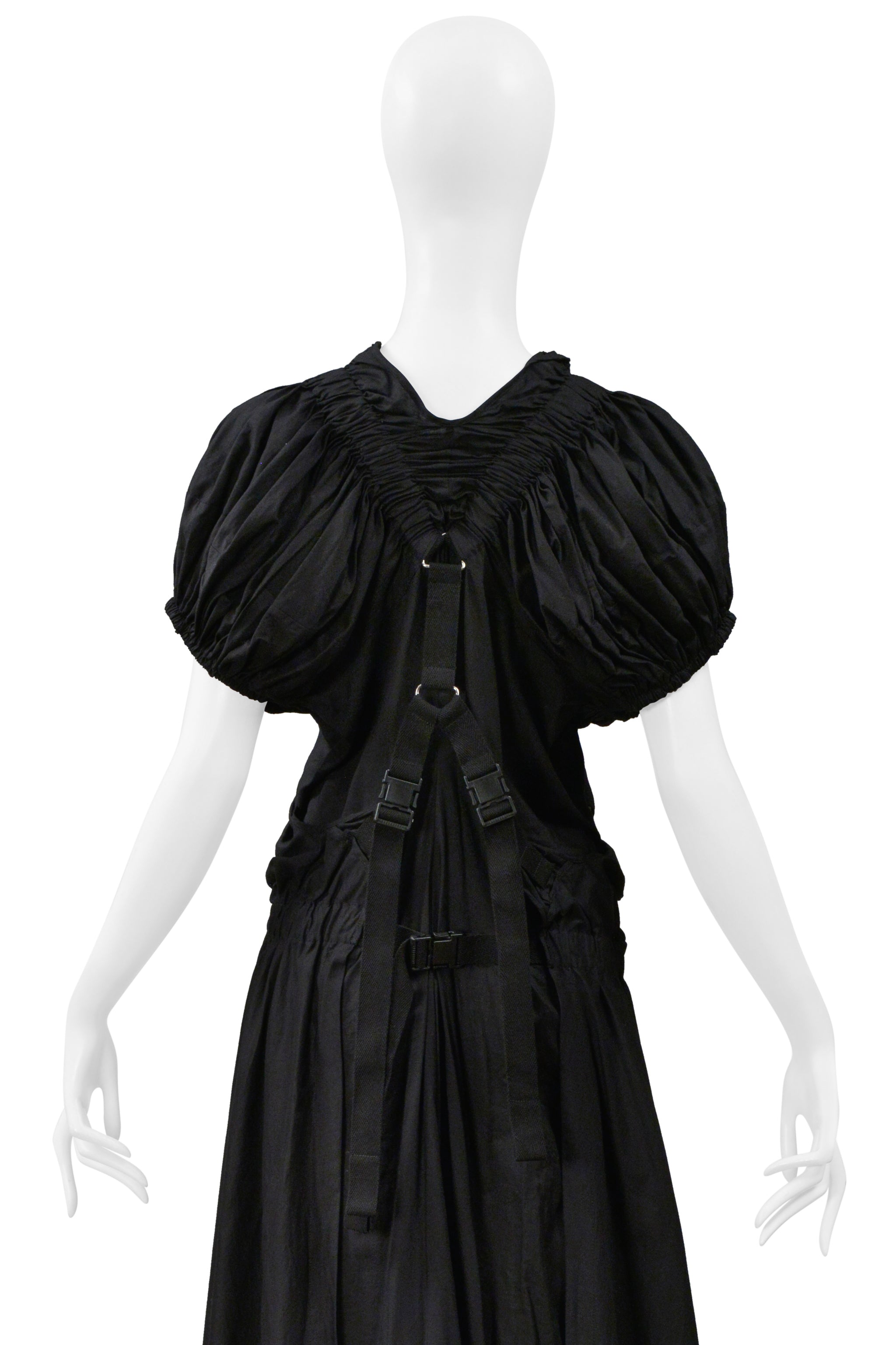 JUNYA WATANABE BLACK COTTON PARACHUTE DRESS WITH CUTOUT 2003