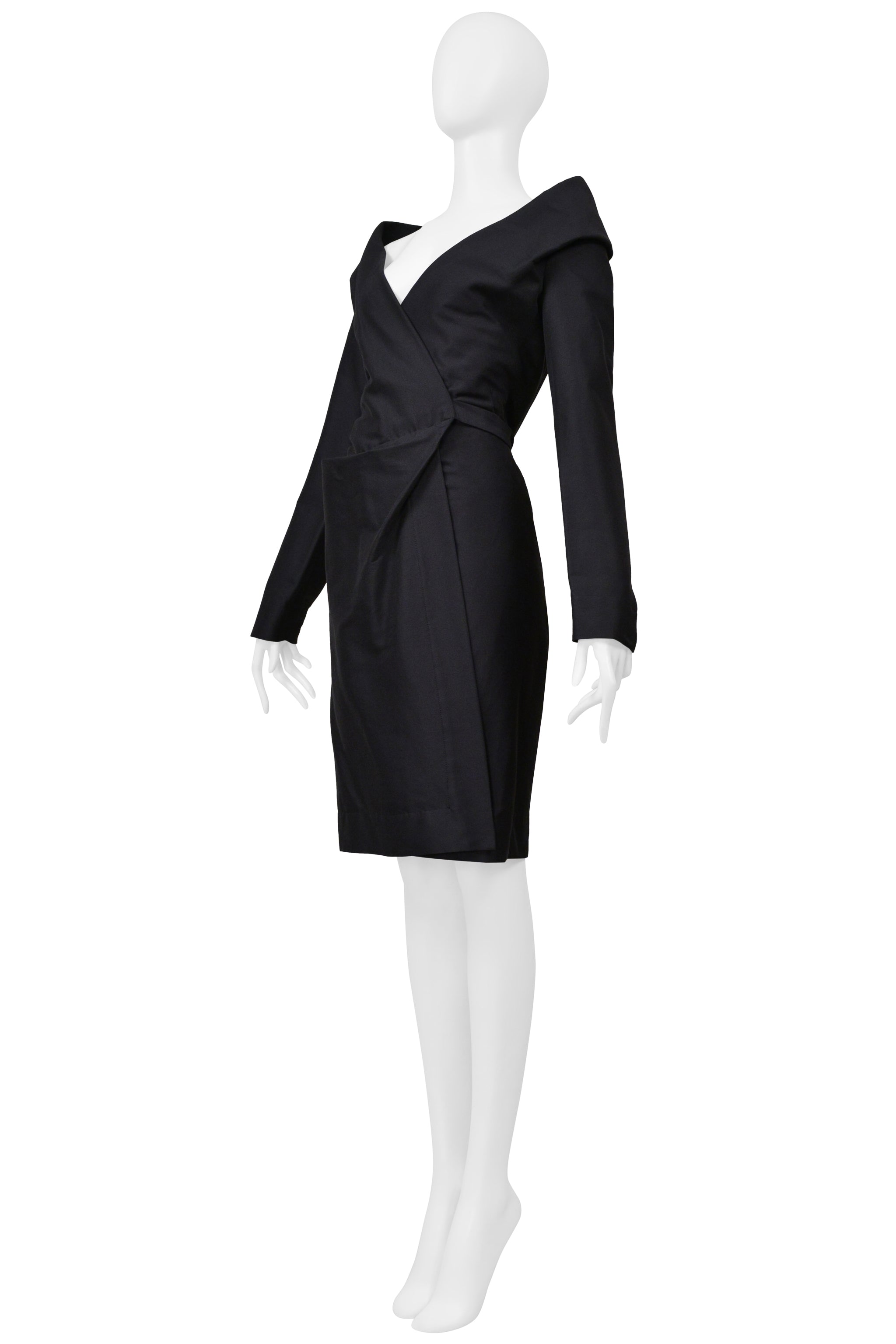 VIVIENNE WESTWOOD RED LABEL BLACK COLD SHOULDER WRAP COAT