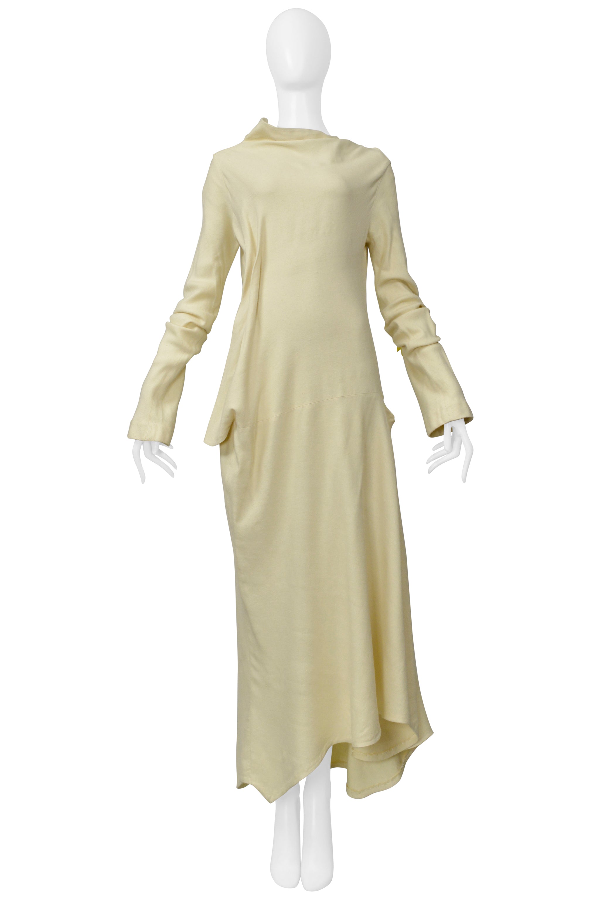 YOHJI YAMAMOTO BUTTER COWL NECK LONG DRESS 2000-01