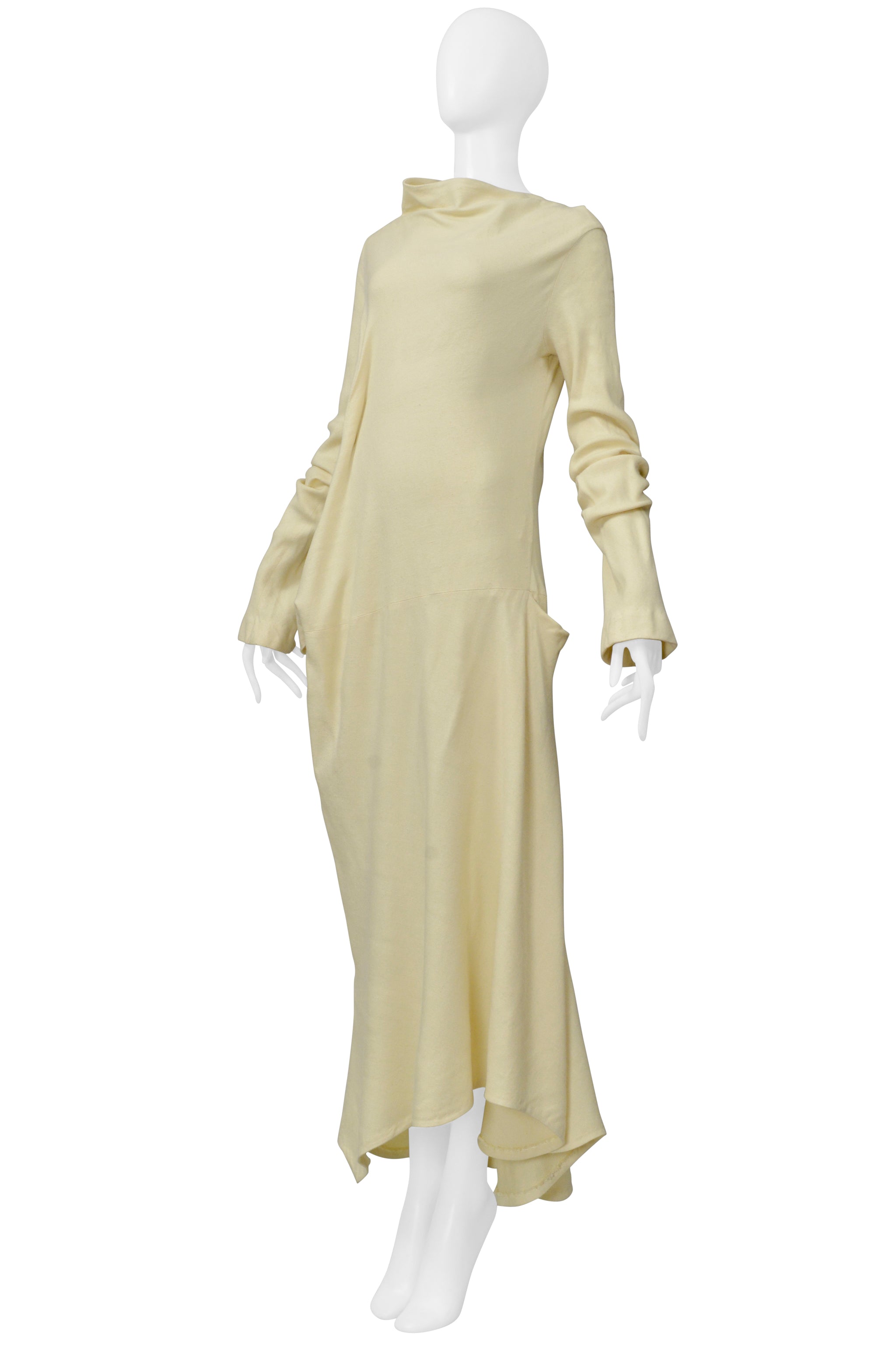 YOHJI YAMAMOTO BUTTER COWL NECK LONG DRESS 2000-01