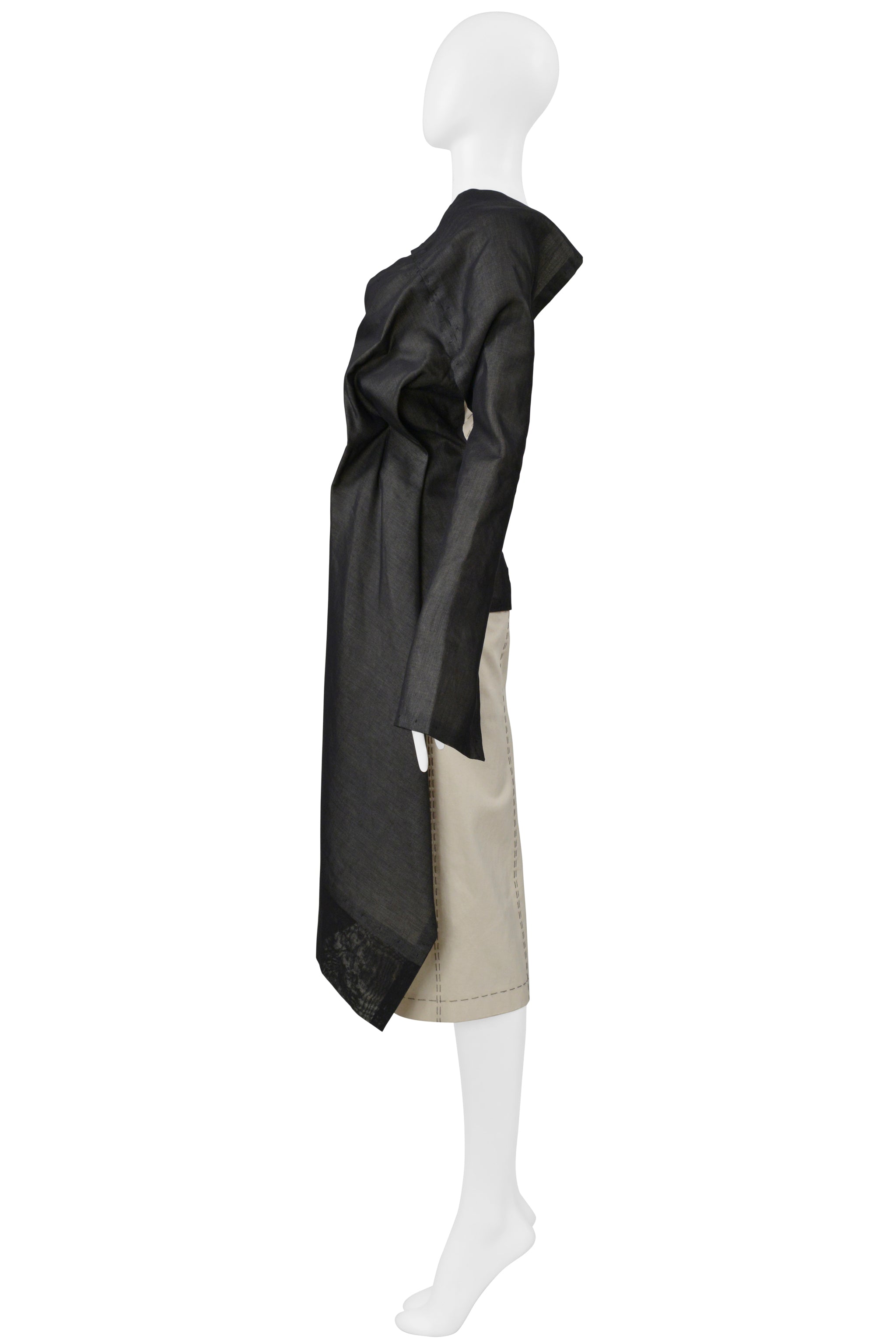 YOHJI YAMAMOTO OFF WHITE DRESSMAKERS DRESS WITH HALF BLACK JACKET 2000