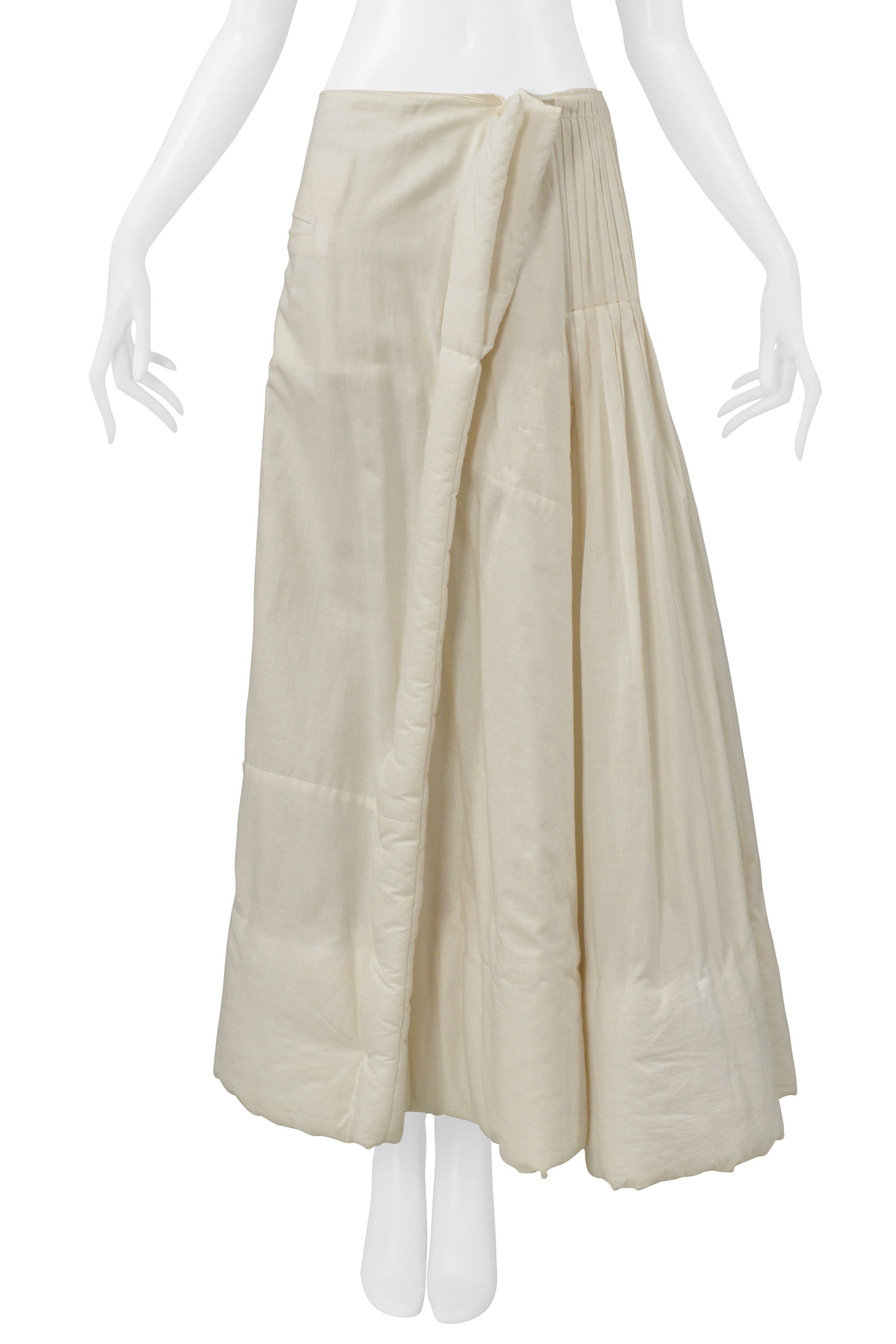 YOHJI YAMAMOTO OFF WHITE ASYMMETRICAL PADDED BALL SKIRT 2000