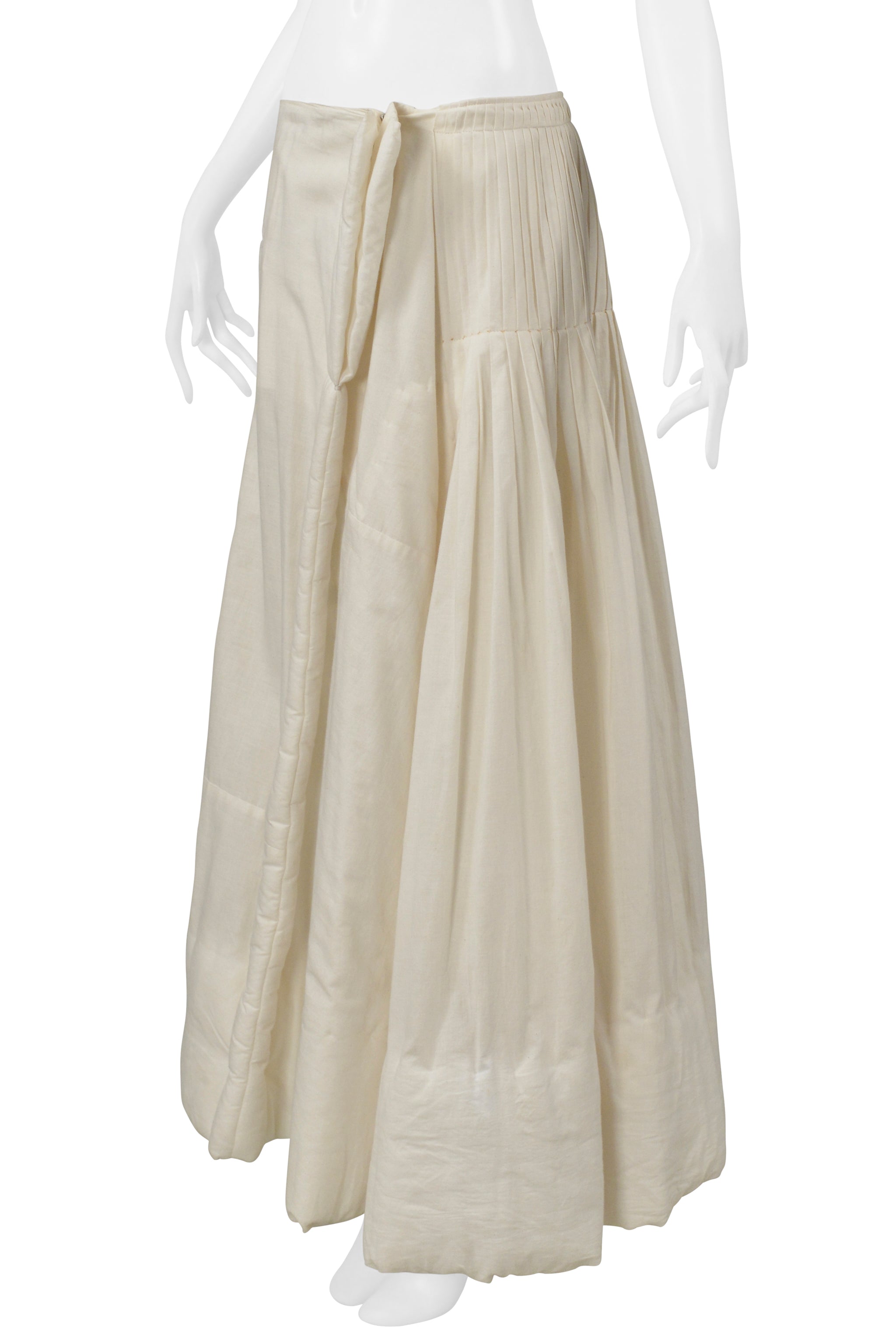YOHJI YAMAMOTO OFF WHITE ASYMMETRICAL PADDED BALL SKIRT 2000
