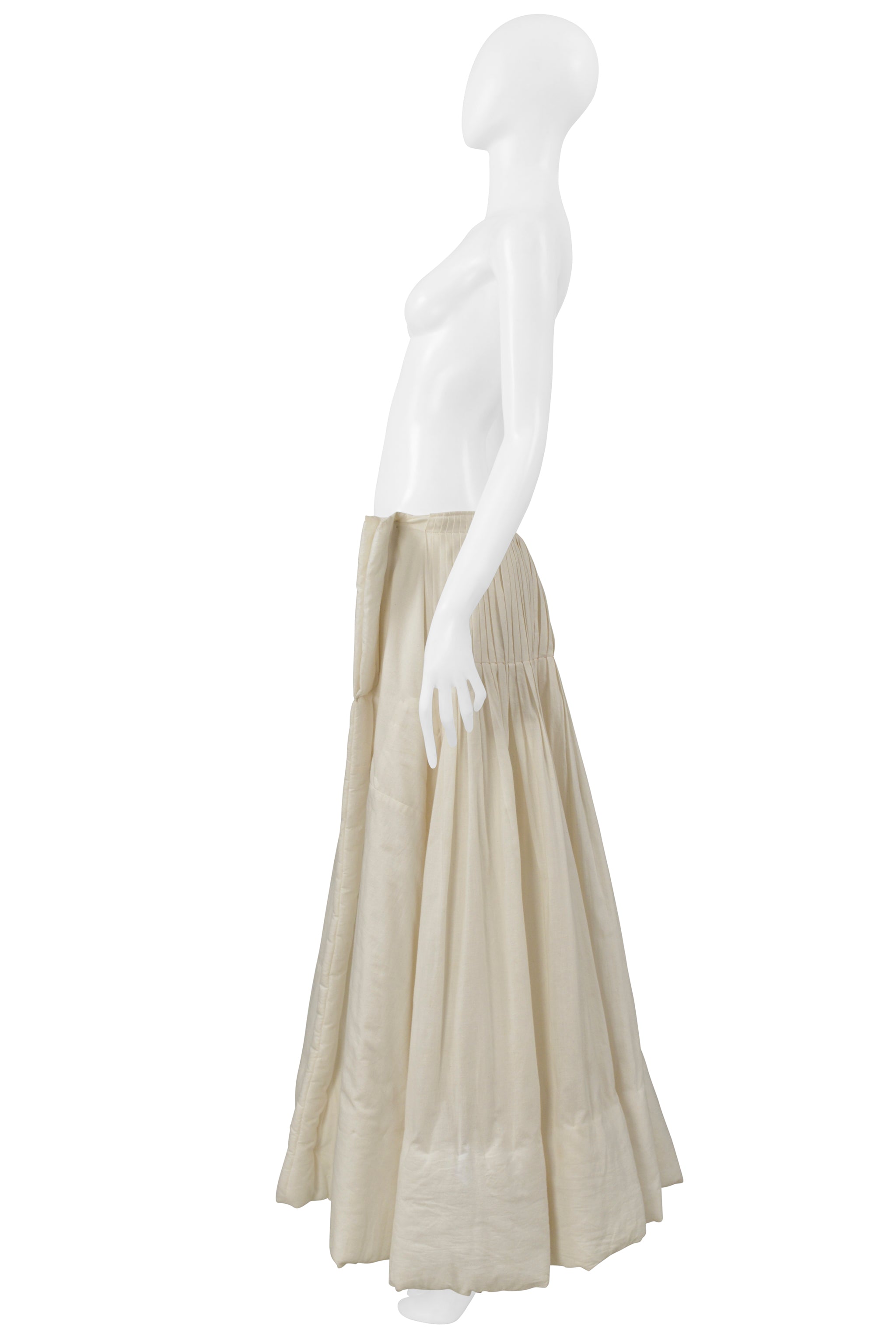 YOHJI YAMAMOTO OFF WHITE ASYMMETRICAL PADDED BALL SKIRT 2000
