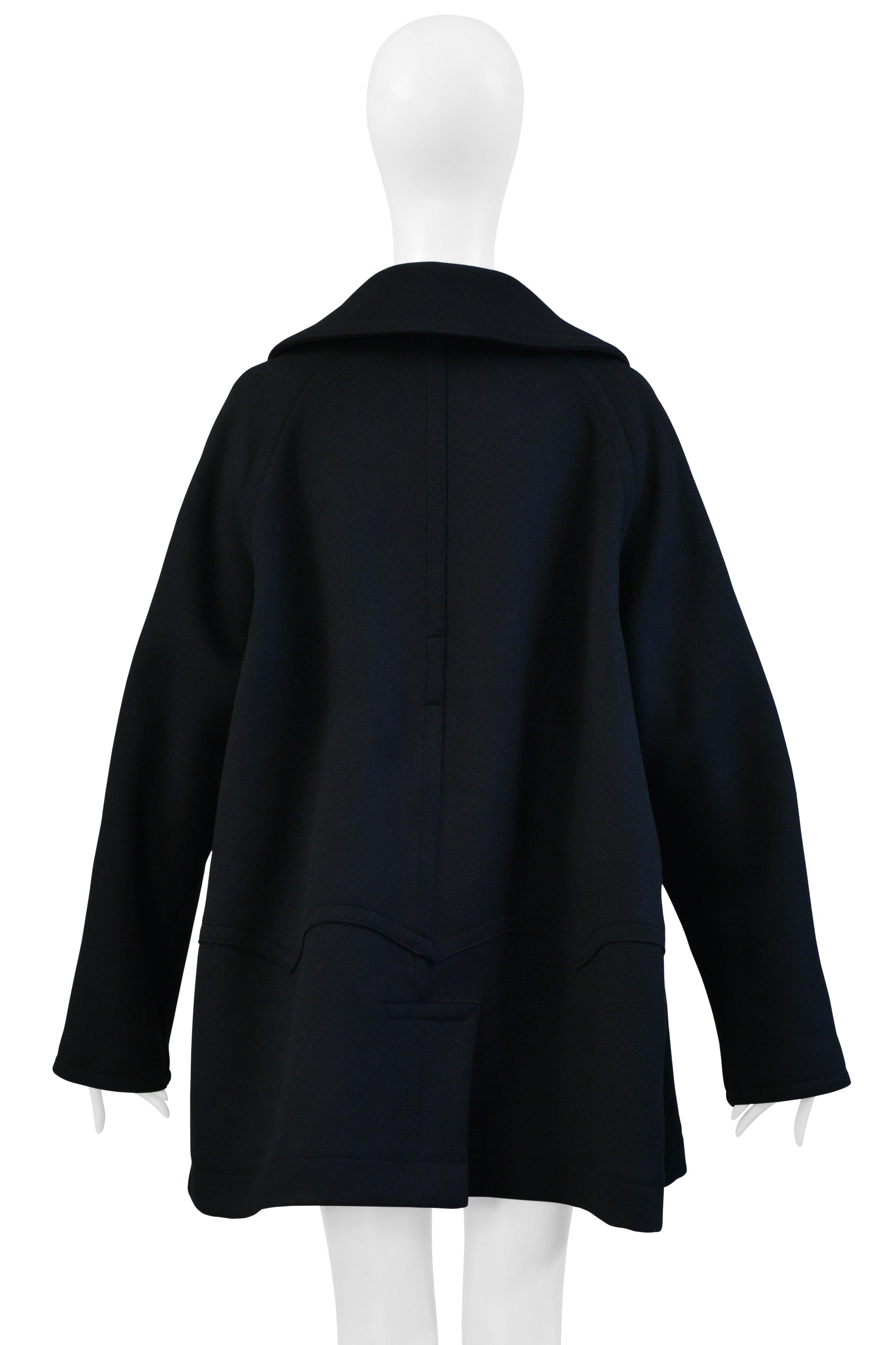 YOHJI YAMAMOTO 2002–03 AUTUMN/WINTER DARK NAVY DOUBLE-BREASTED PEA COAT