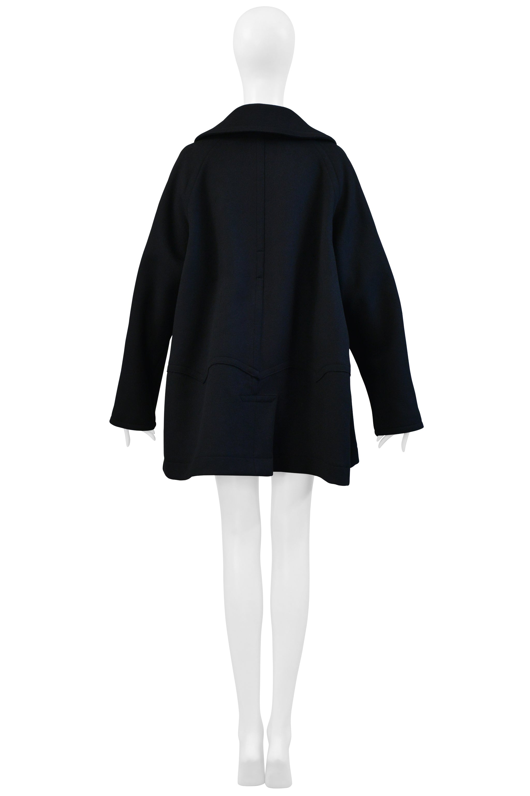 YOHJI YAMAMOTO 2002–03 AUTUMN/WINTER DARK NAVY DOUBLE-BREASTED PEA COAT