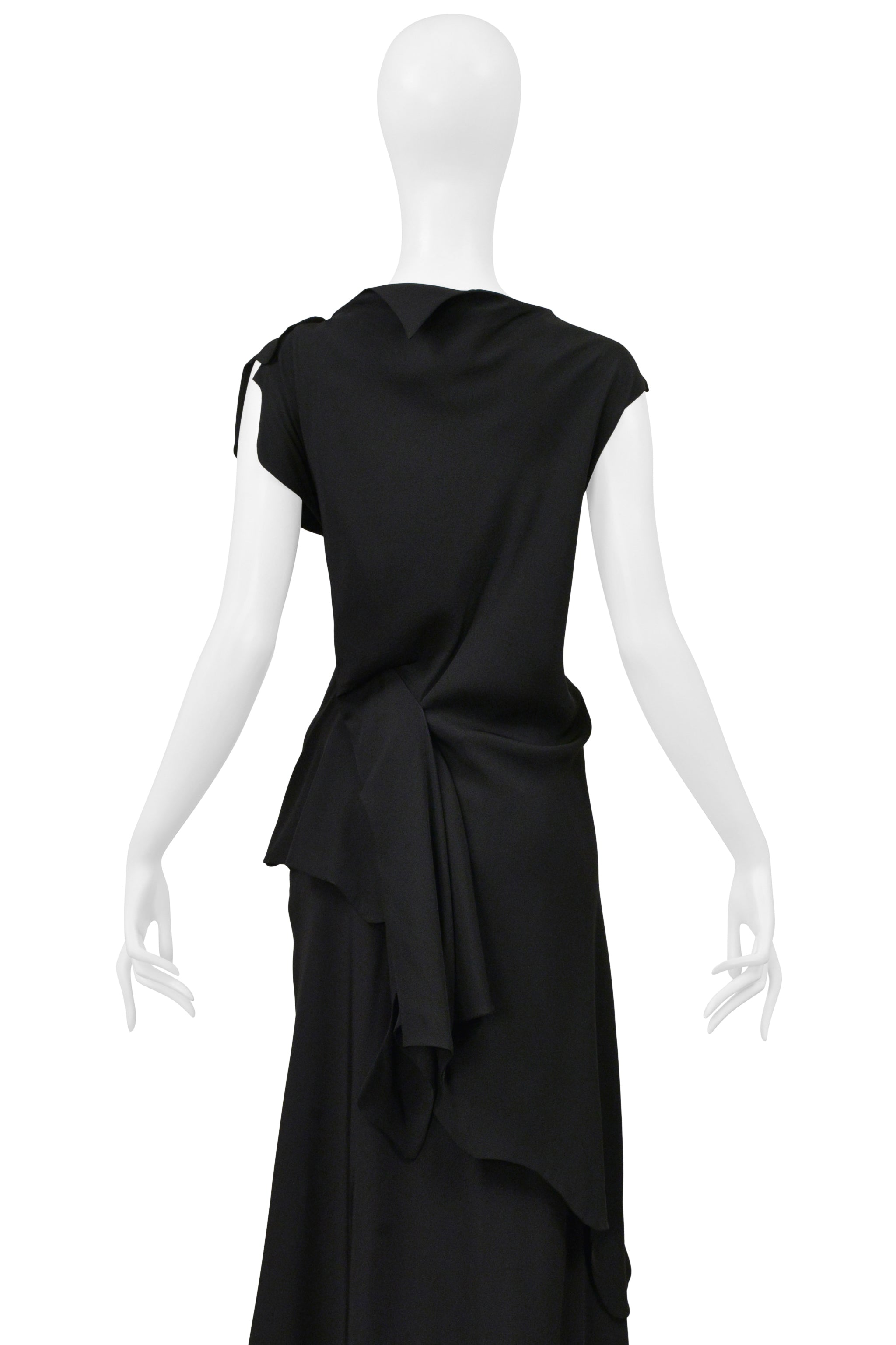 YOHJI YAMAMOTO BLACK ASYMMETRICAL TOP AND LONG SKIRT ENSEMBLE