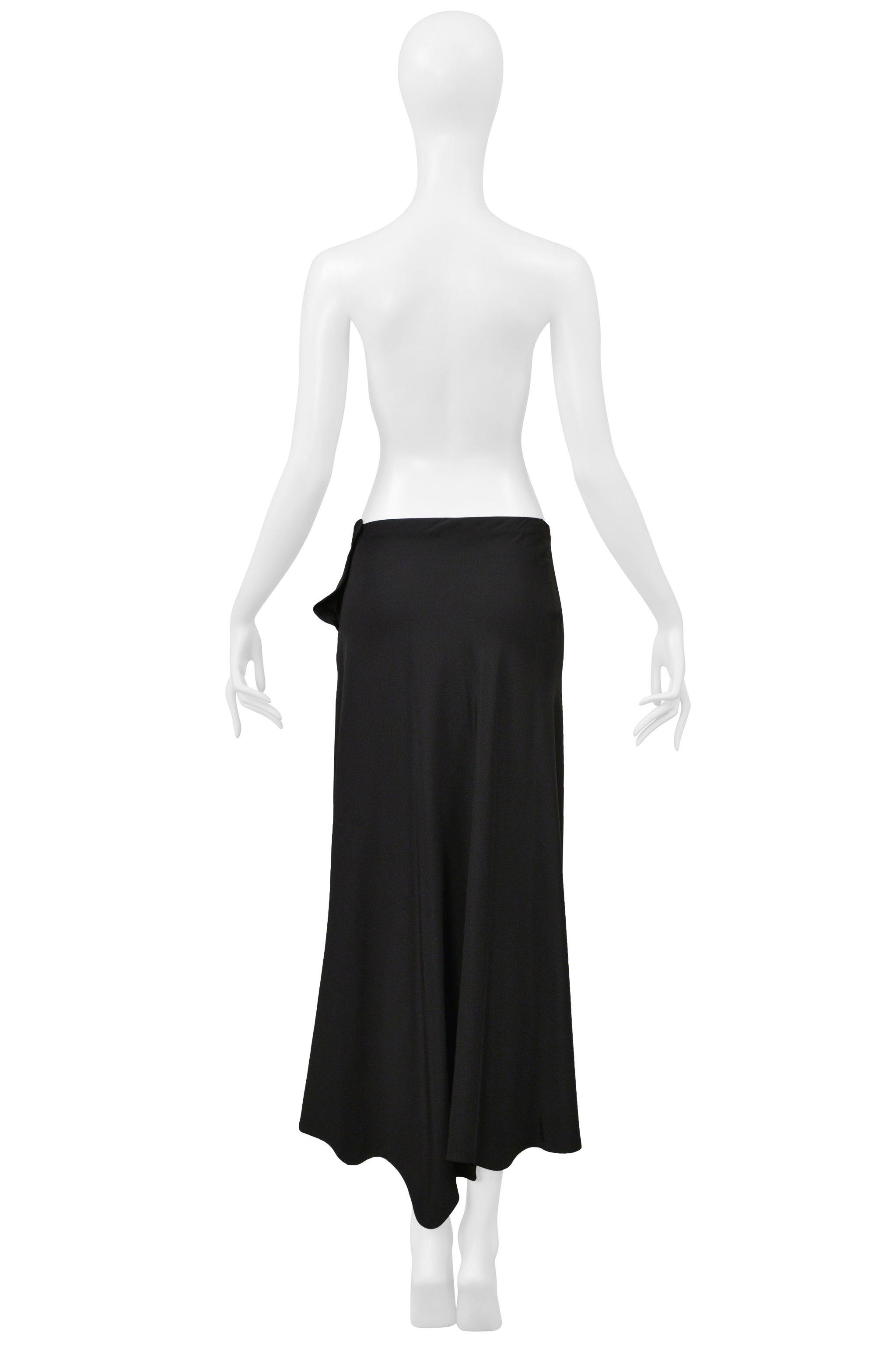 YOHJI YAMAMOTO BLACK ASYMMETRICAL TOP AND LONG SKIRT ENSEMBLE