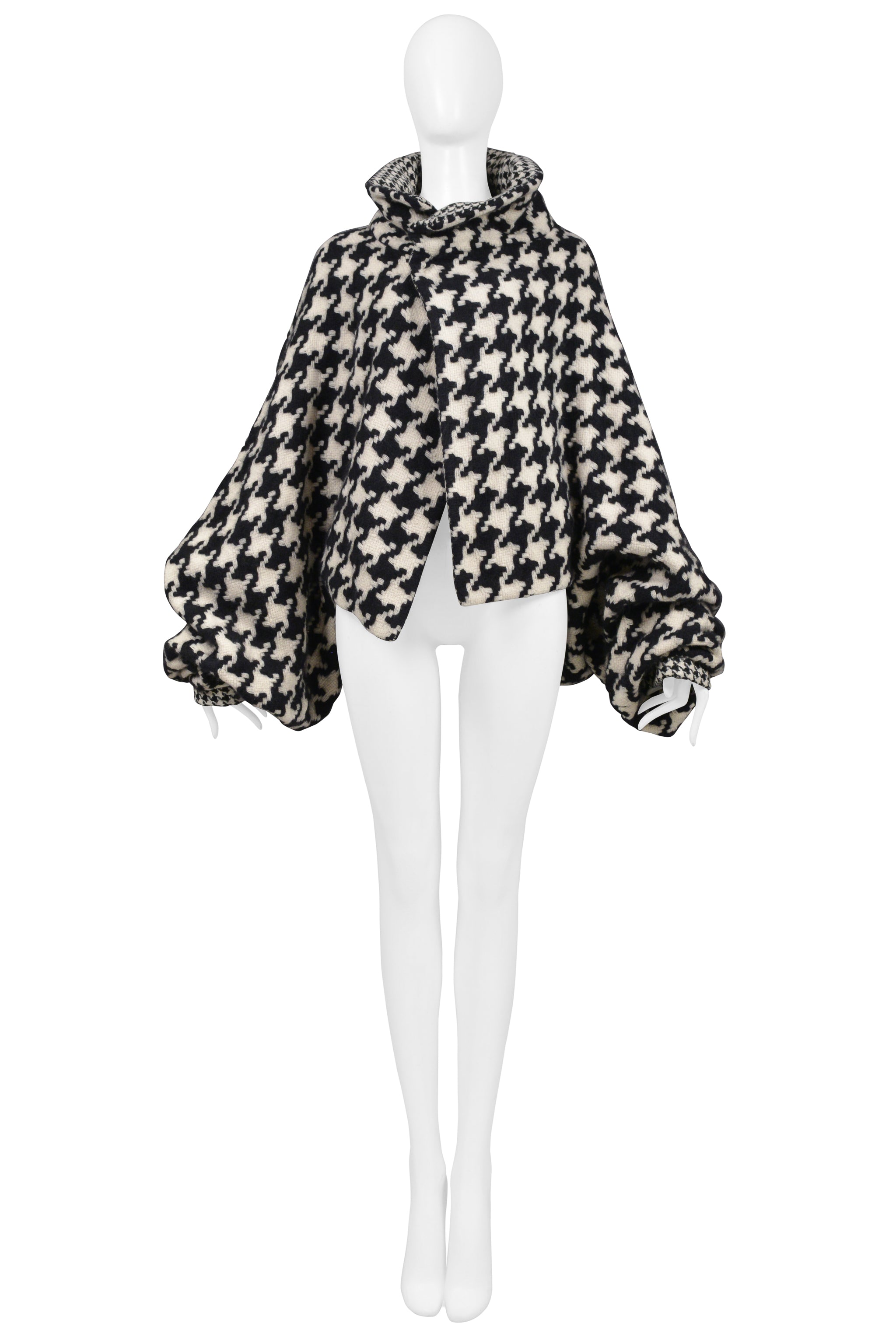 YOHJI YAMAMOTO BLACK & OFF-WHITE CHECK BALLOON JACKET