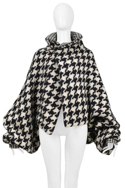 YOHJI YAMAMOTO BLACK & OFF-WHITE CHECK BALLOON JACKET