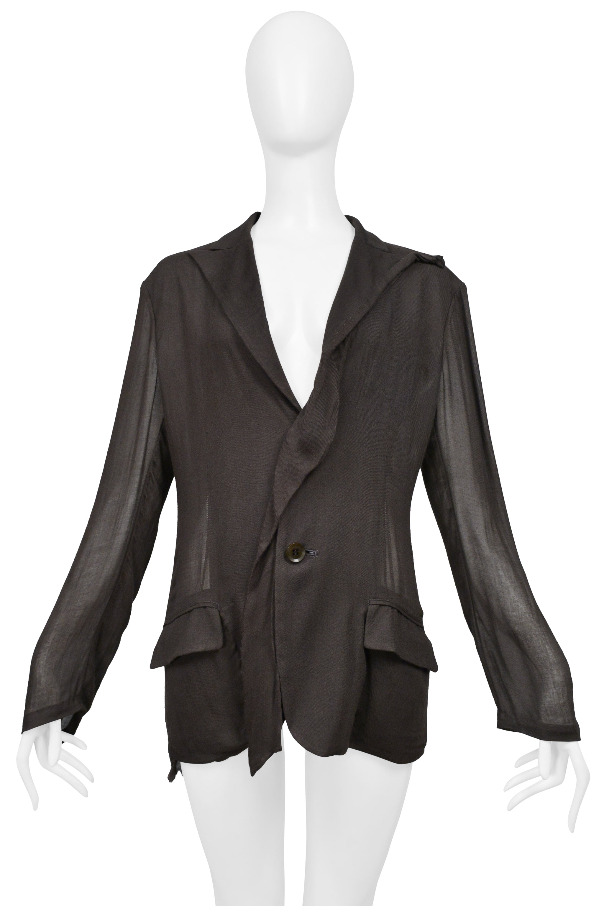 YOHJI YAMAMOTO SHEER BROWN SOFT BLAZER
