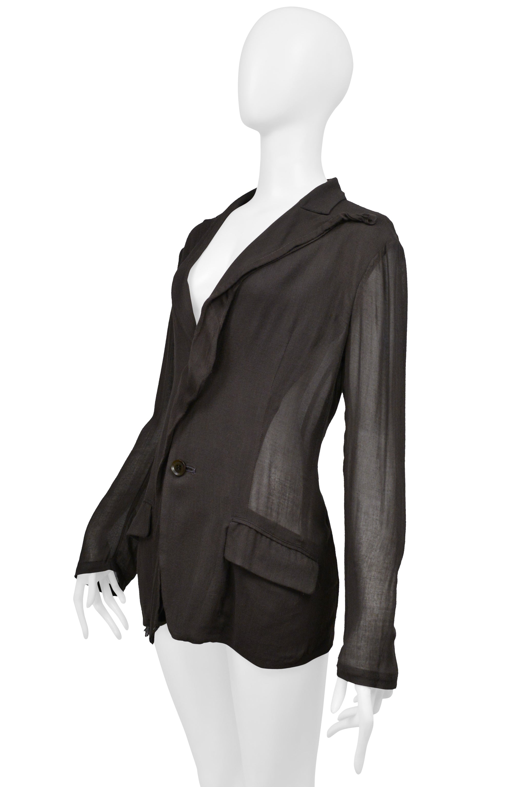 YOHJI YAMAMOTO SHEER BROWN SOFT BLAZER