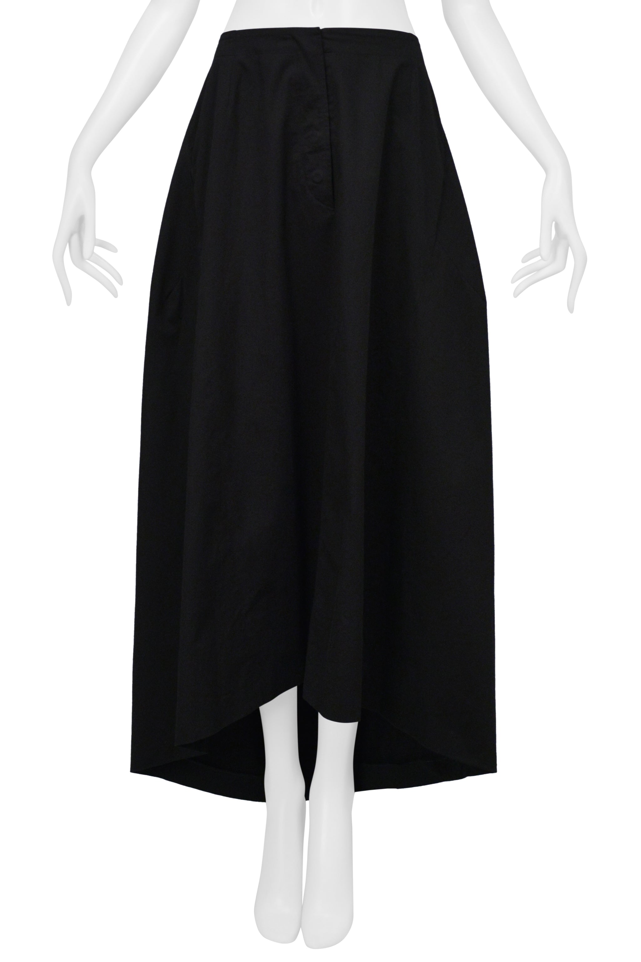 YOHJI YAMAMOTO BLACK LONG FULL SACK SKIRT W DRAWSTRING 2001