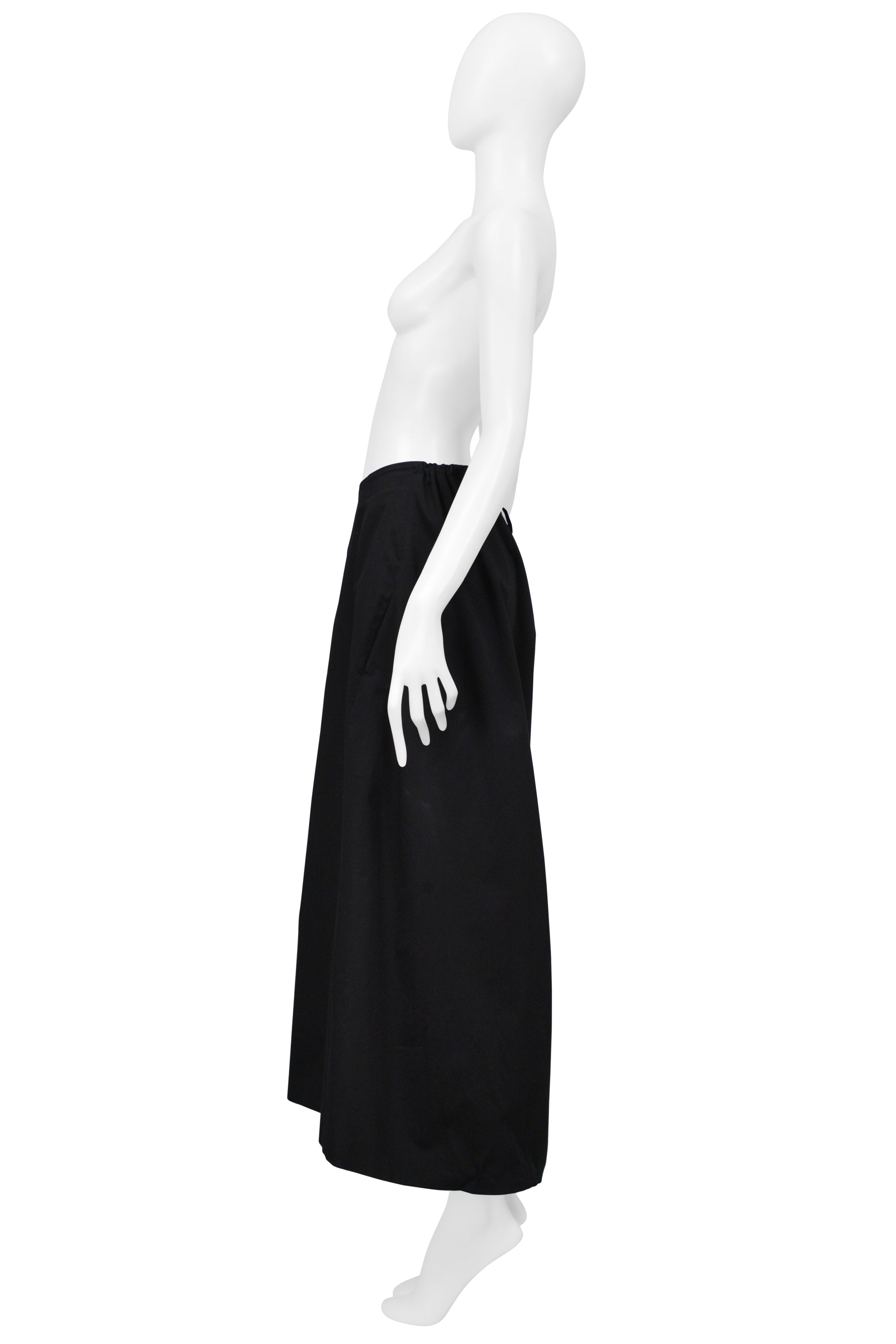 YOHJI YAMAMOTO BLACK LONG FULL SACK SKIRT W DRAWSTRING 2001