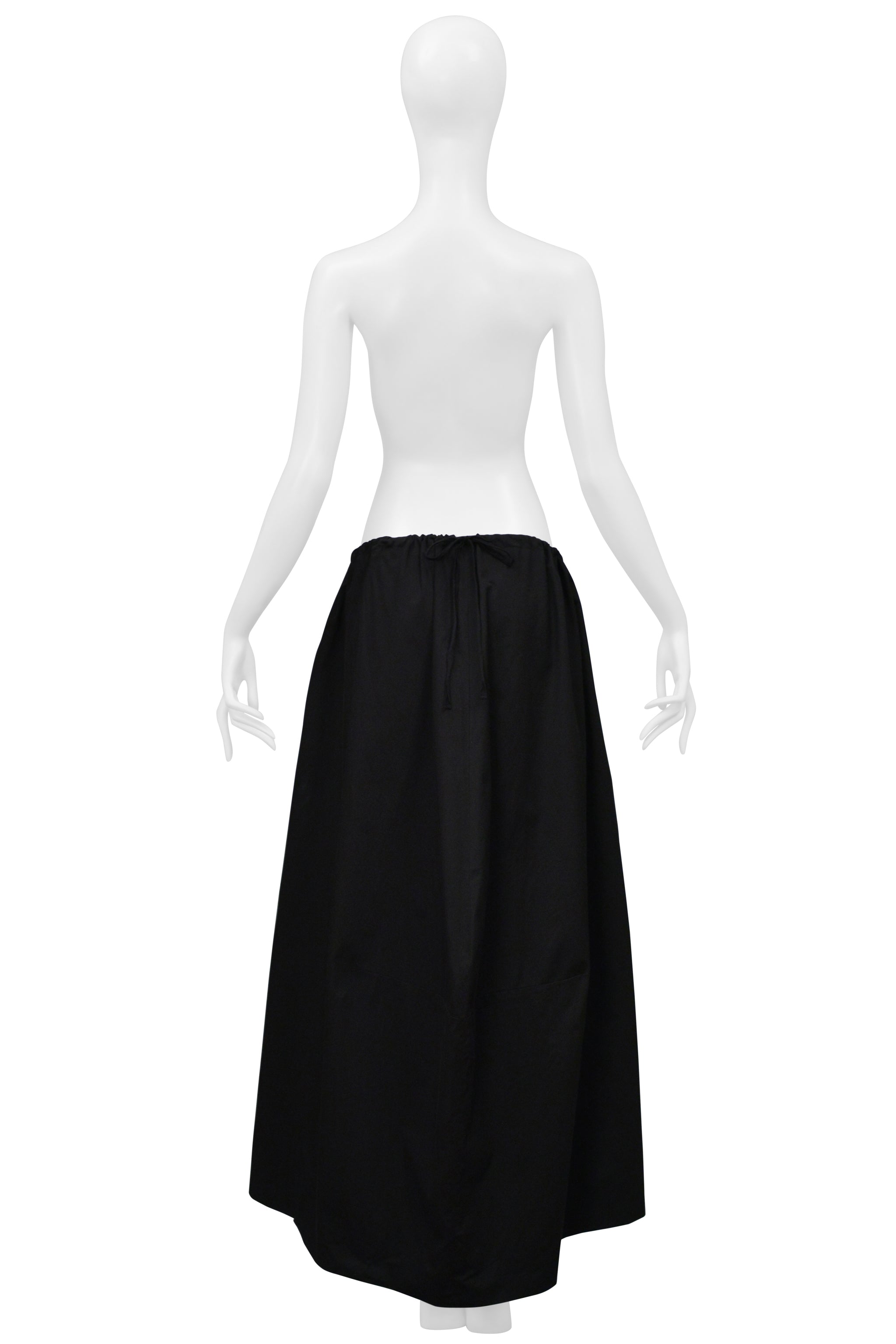 YOHJI YAMAMOTO BLACK LONG FULL SACK SKIRT W DRAWSTRING 2001