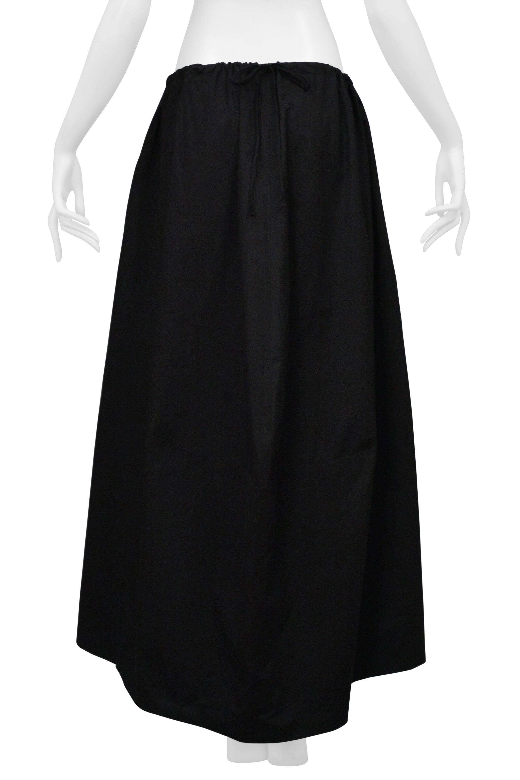 YOHJI YAMAMOTO BLACK LONG FULL SACK SKIRT W DRAWSTRING 2001
