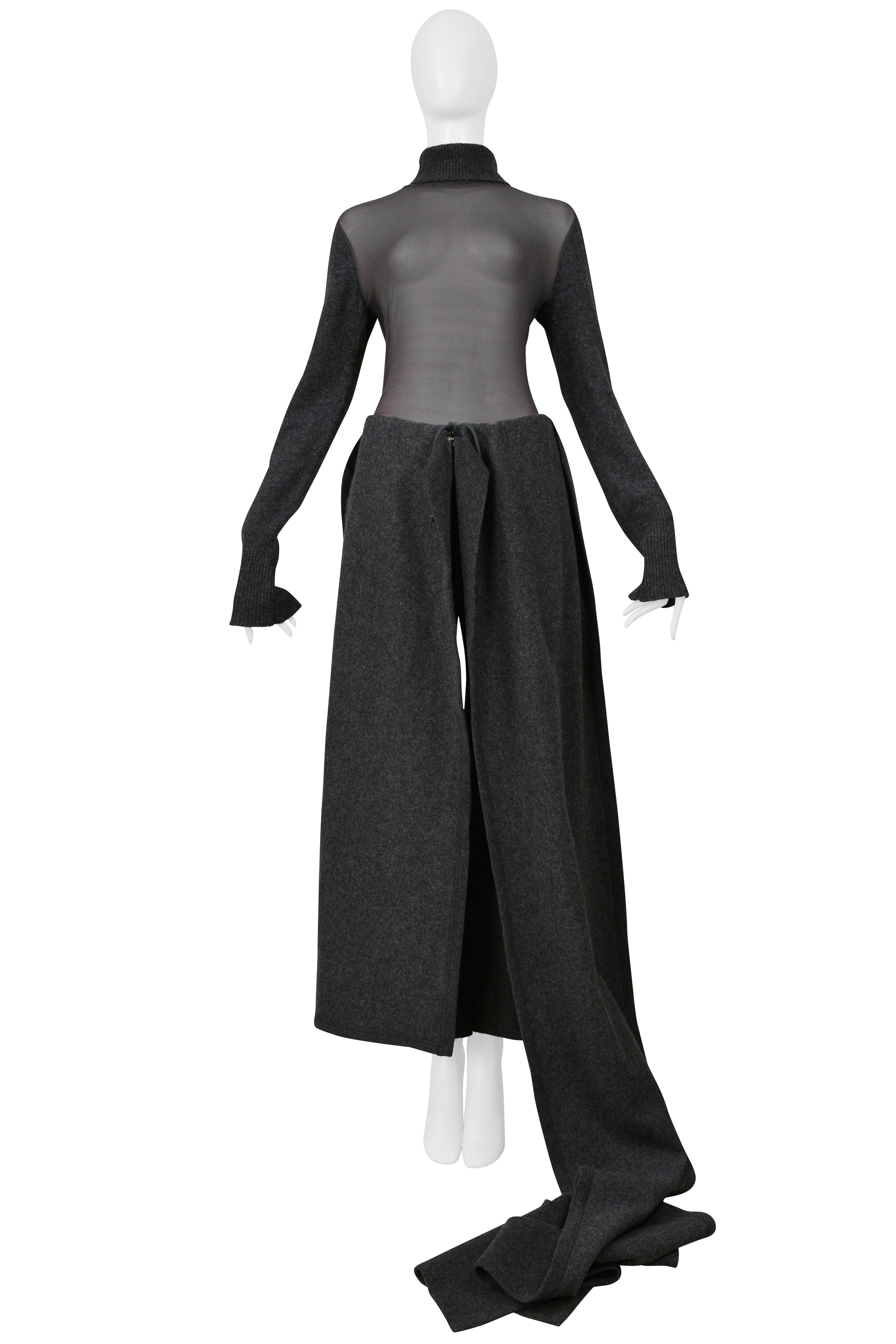 YOHJI YAMAMOTO GRAY MESH TOP & TROUSER PANTS ENSEMBLE 2004-05