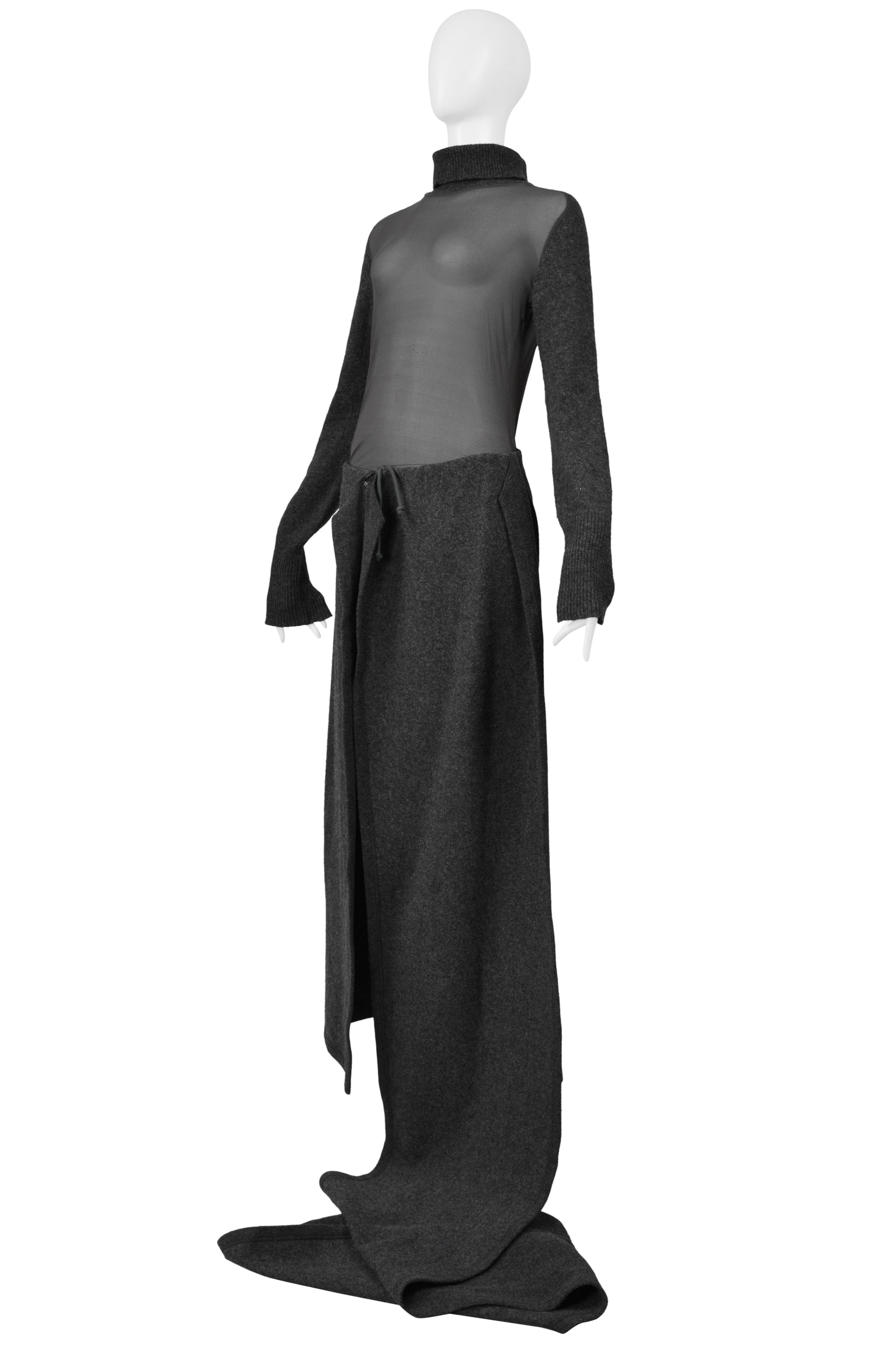 YOHJI YAMAMOTO GRAY MESH TOP & TROUSER PANTS ENSEMBLE 2004-05