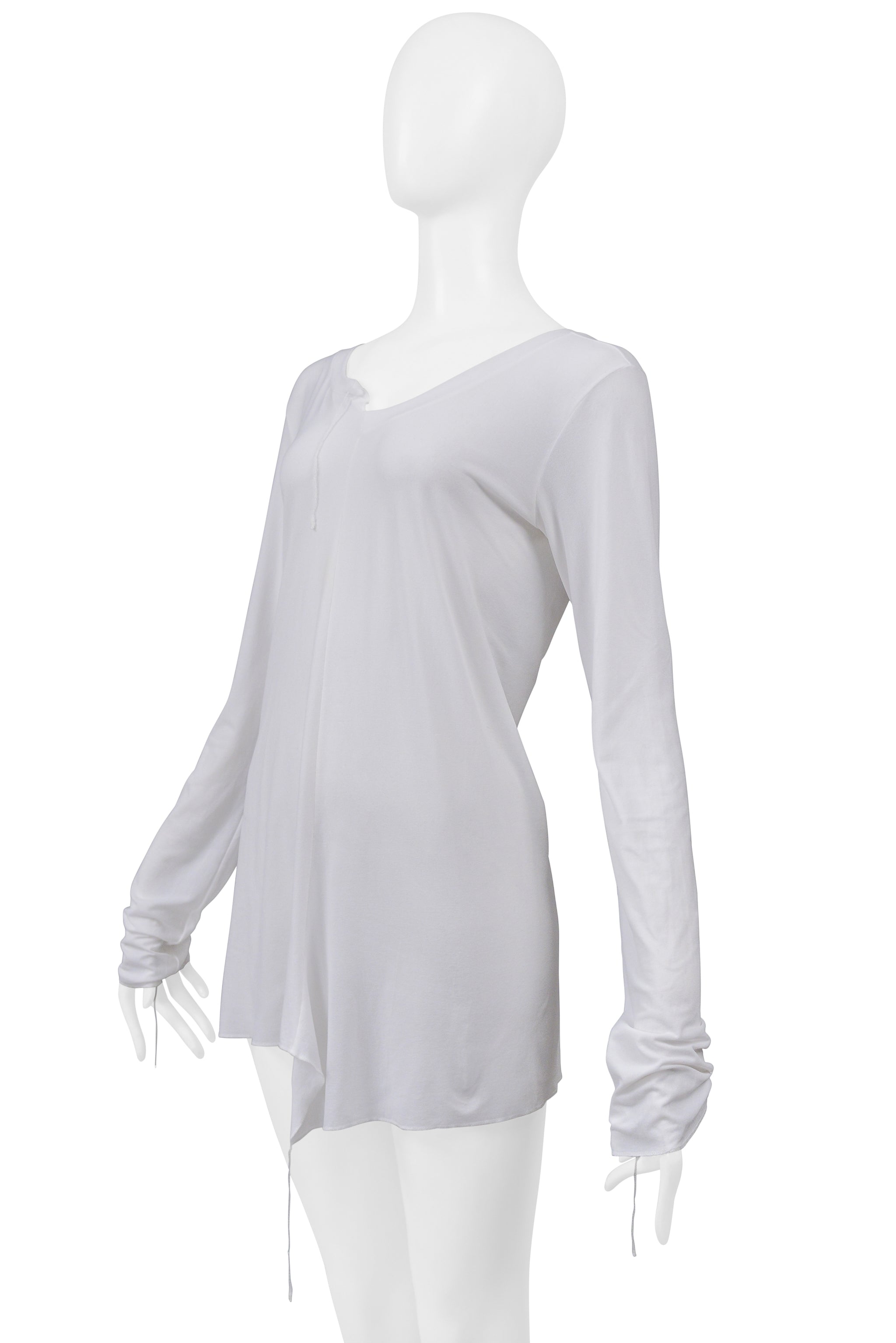 YOHJI YAMAMOTO WHITE LONG SLEEVE JERSEY T-SHIRT TOP 2004-05