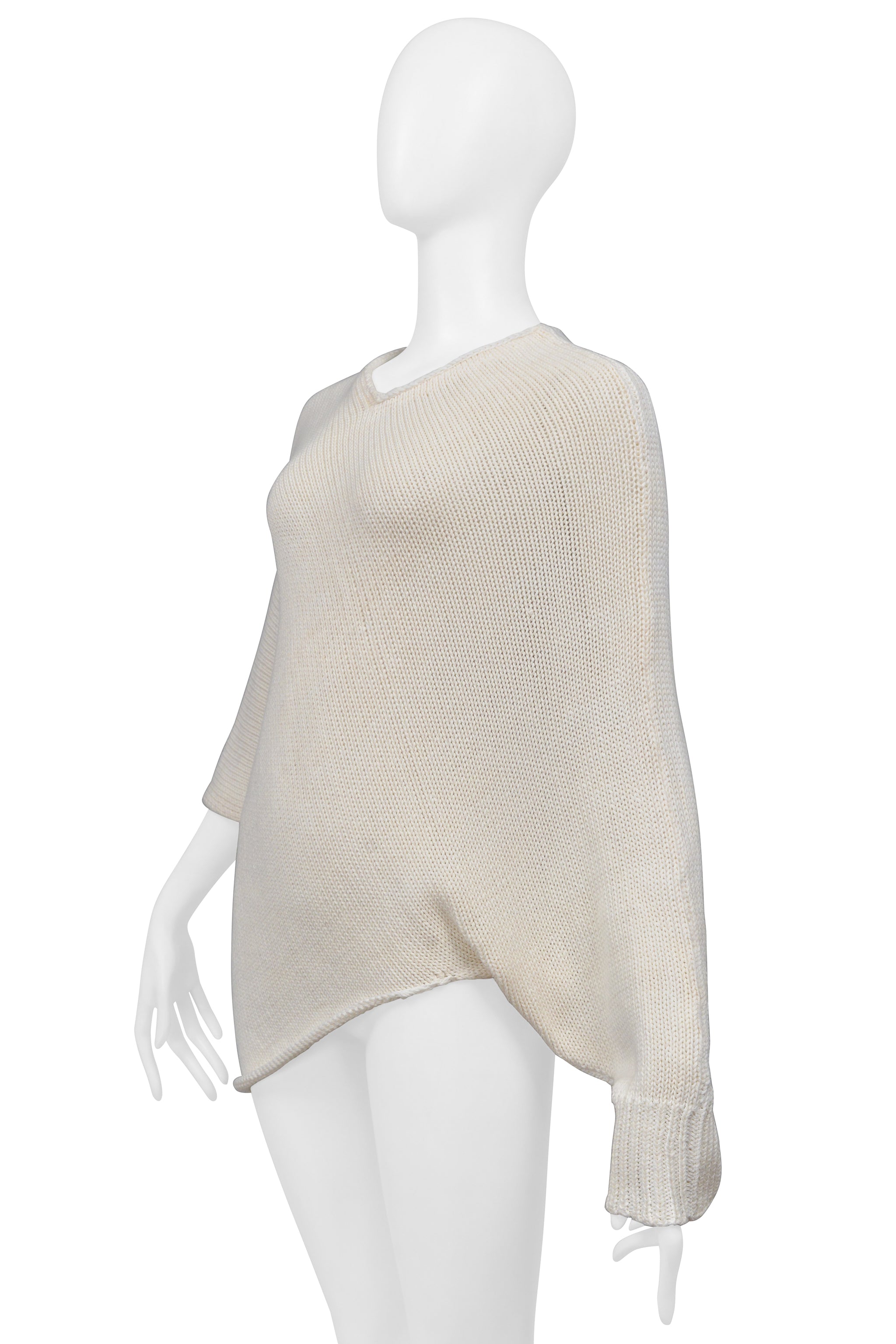 YOHJI YAMAMOTO OFF WHITE ASYMMETRICAL SWEATER 2005