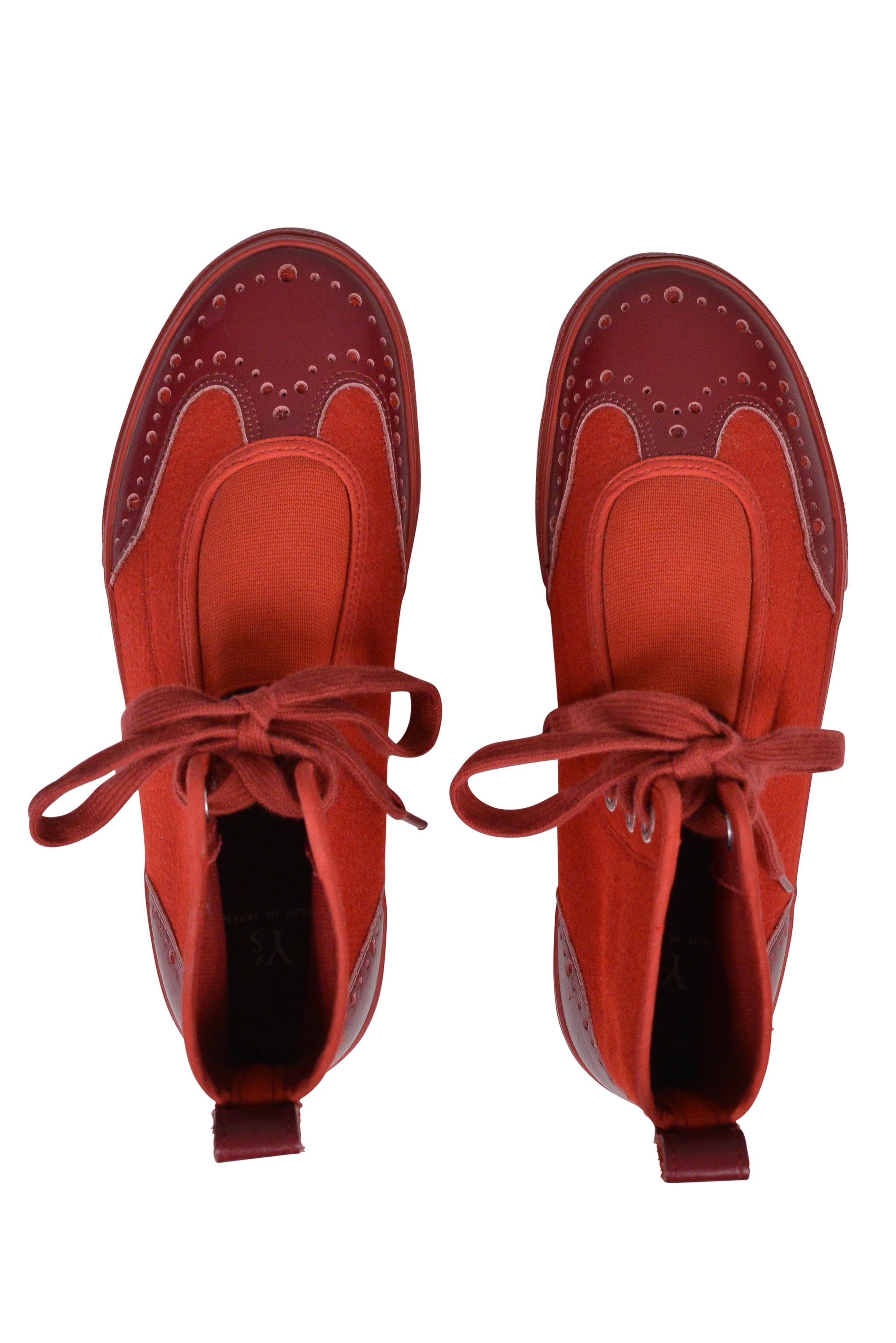 YOHJI YAMAMOTO RED WOOL & LEATHER HIGHTOP SNEAKERS