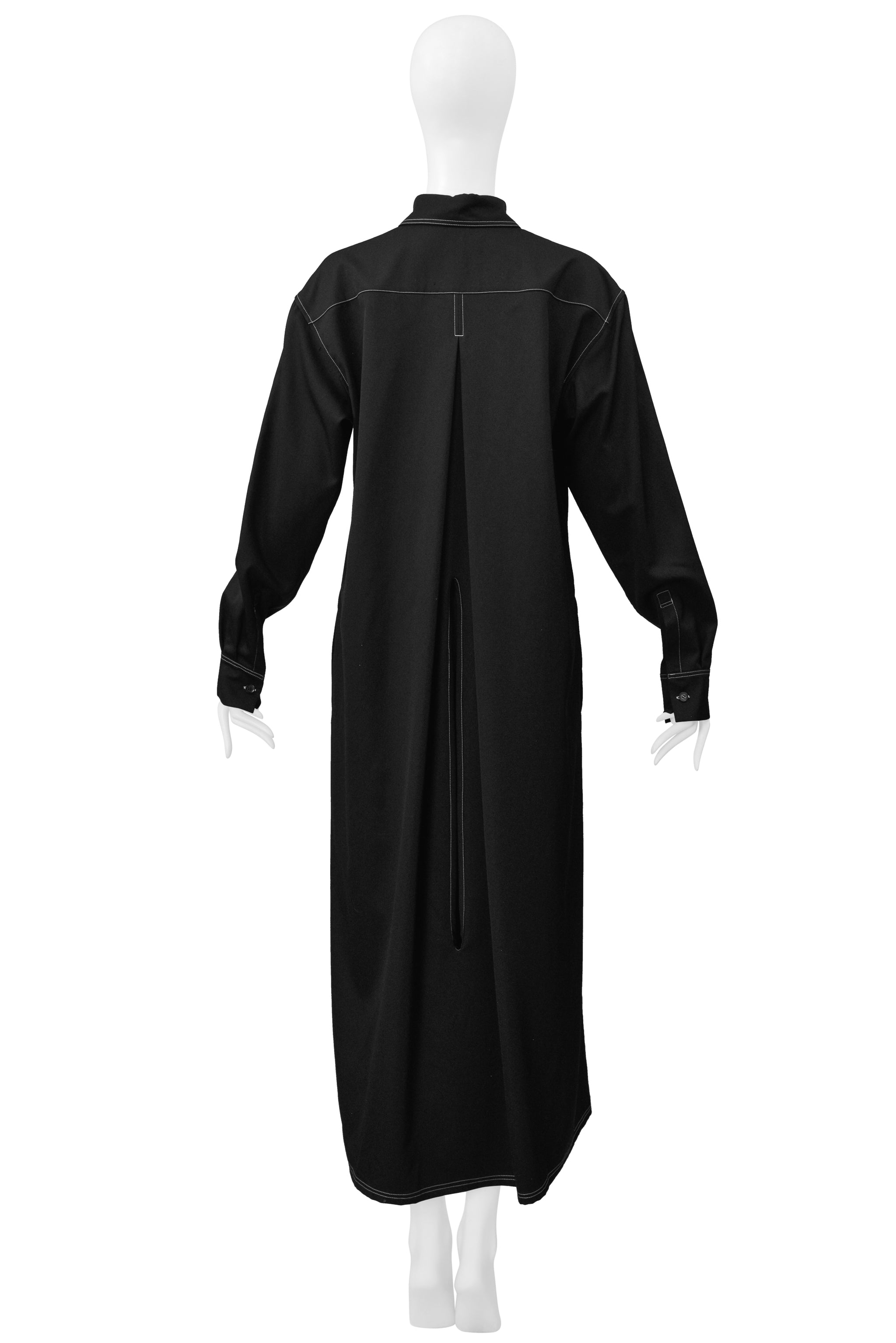 Y'S BY YOHJI  DUSTER COAT WITH CONTRAST STITCHING AND OPEN VENT