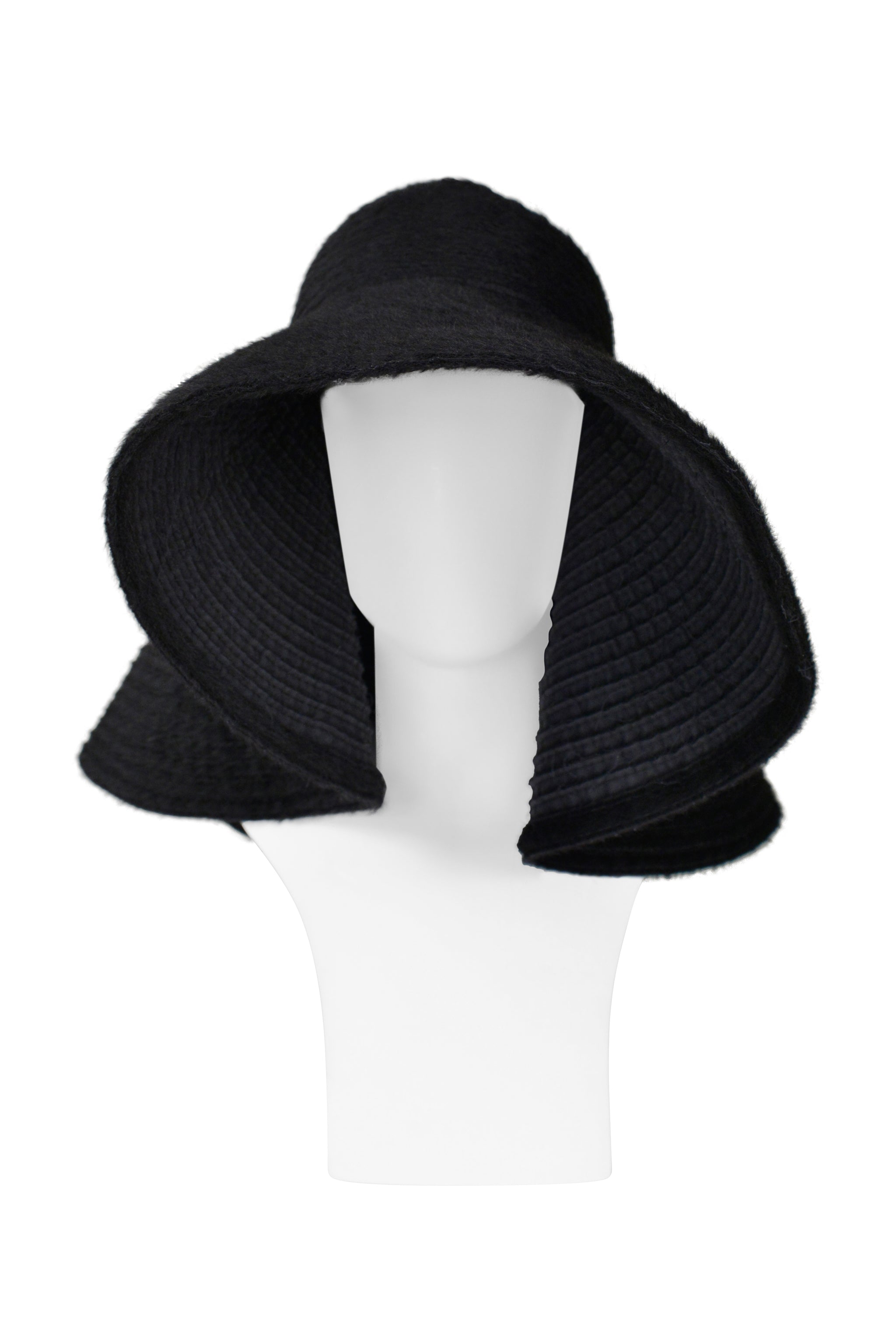 YVES SAINT LAURENT YSL BY STEFANO PILATI BLACK OVERSIZED HAT 2010