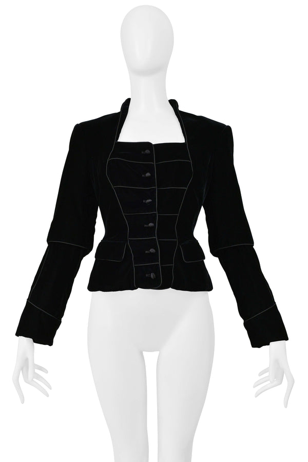 YVES SAINT LAURENT BLACK VELVET JACKET WITH BUTTON FRONT
