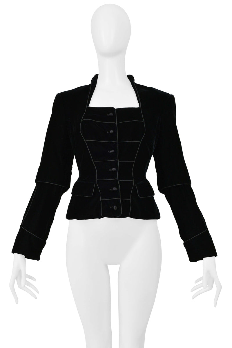 YVES SAINT LAURENT BLACK VELVET JACKET WITH BUTTON FRONT