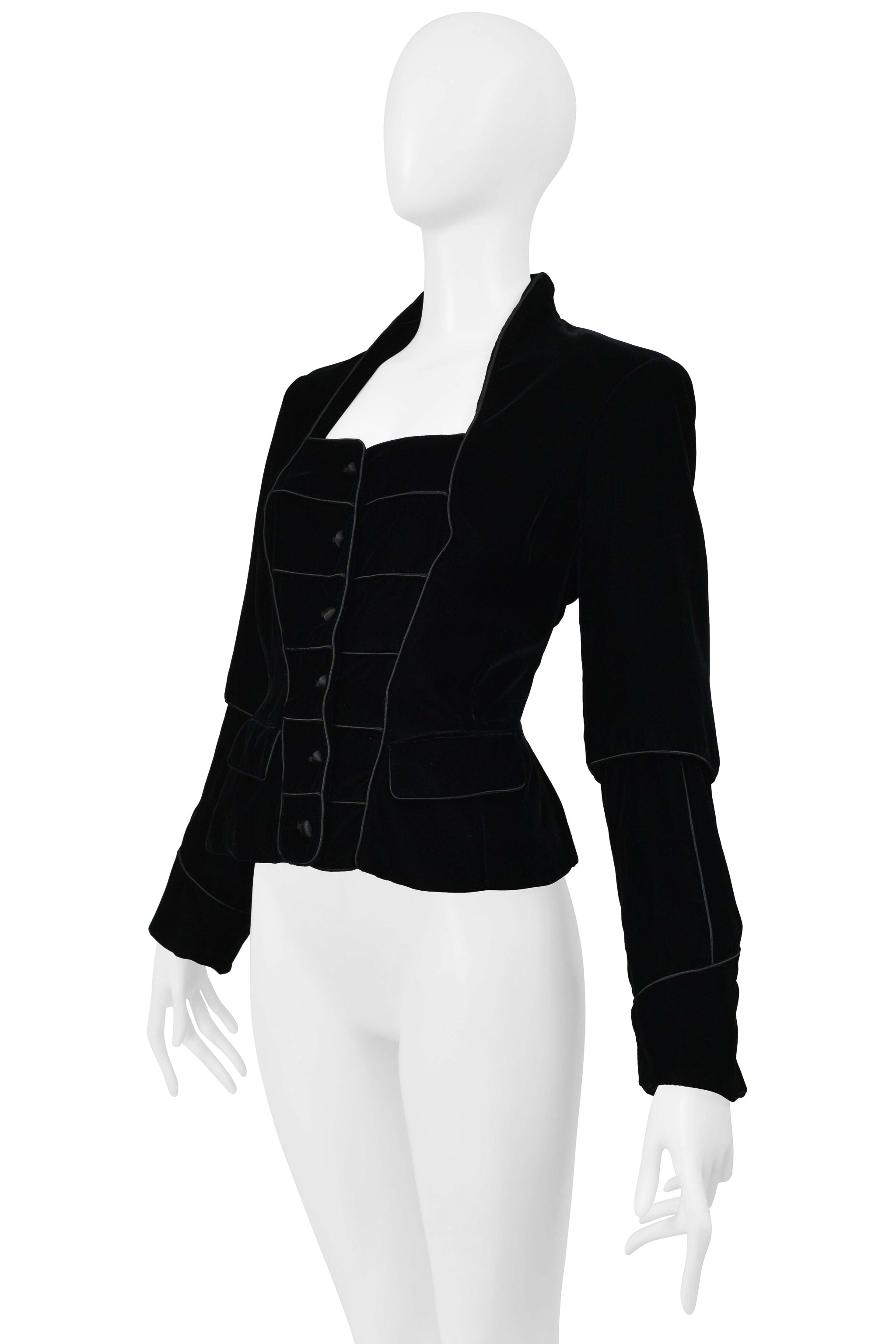 YVES SAINT LAURENT BLACK VELVET JACKET WITH BUTTON FRONT